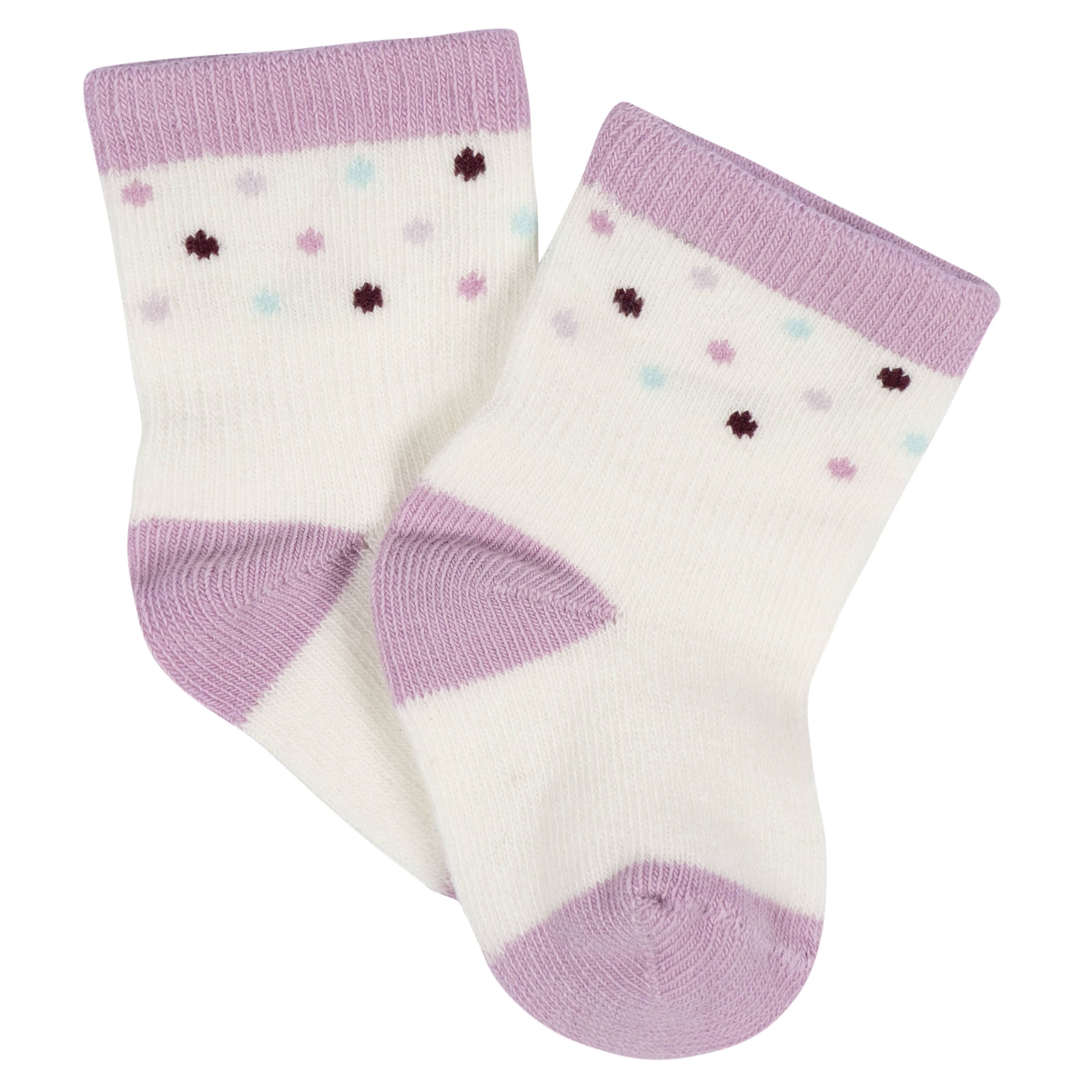 8-Pack Baby Girls Lavender Garden Jersey Wiggle Proof® Socks - Image 7