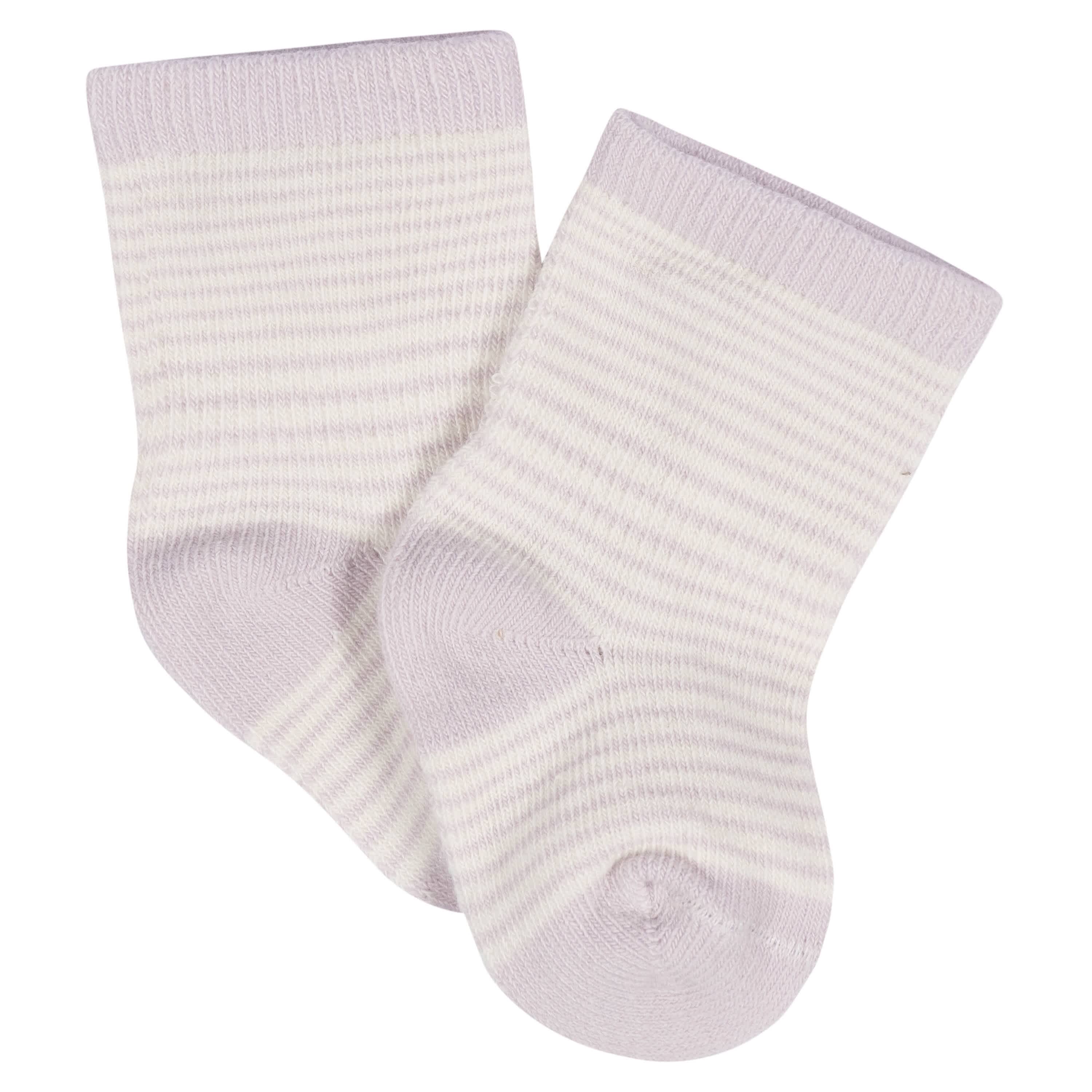 8-Pack Baby Girls Lavender Garden Jersey Wiggle Proof® Socks - Image 8