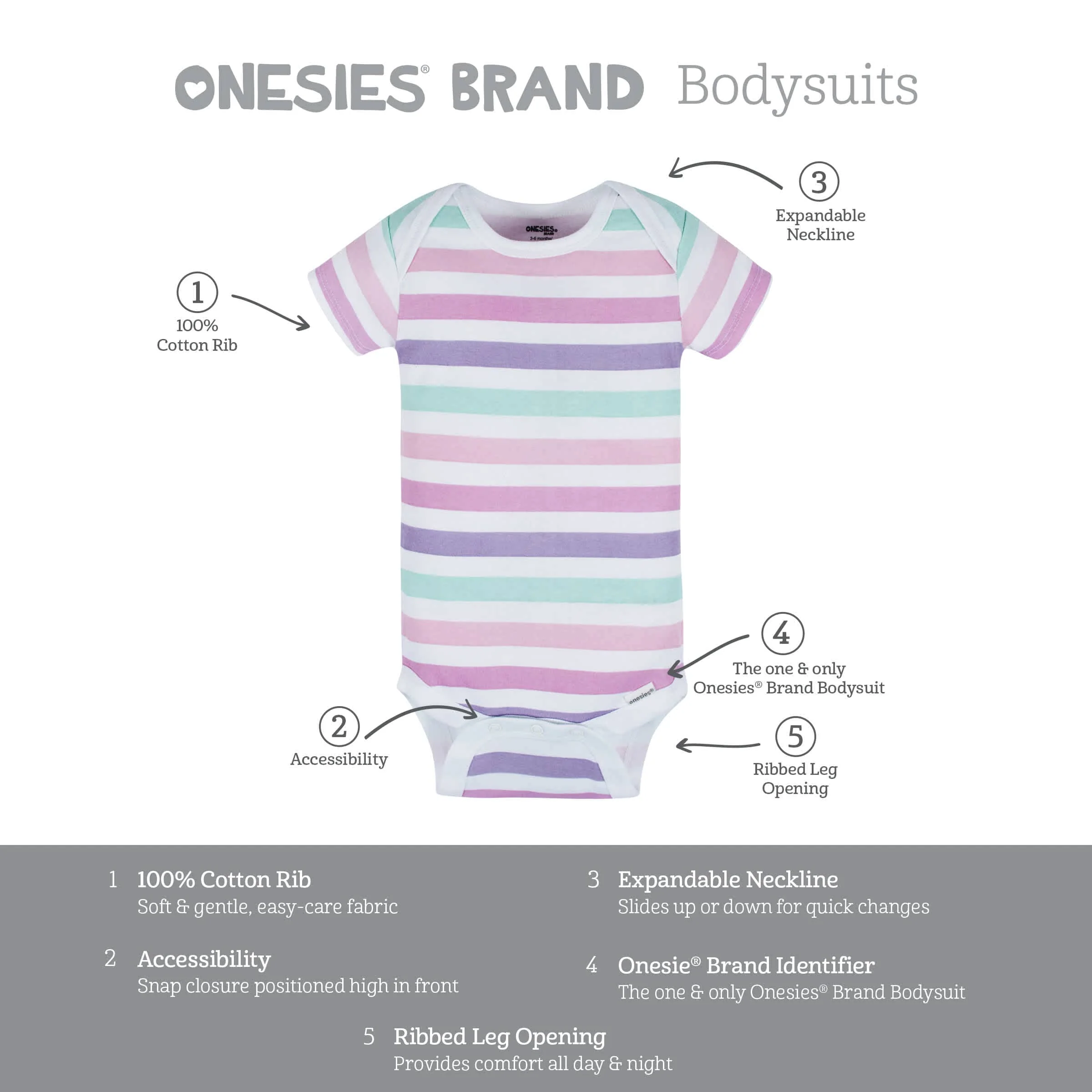 8-Pack Baby Girls Rainbow Floral Short Sleeve Onesies® Bodysuits - Image 10