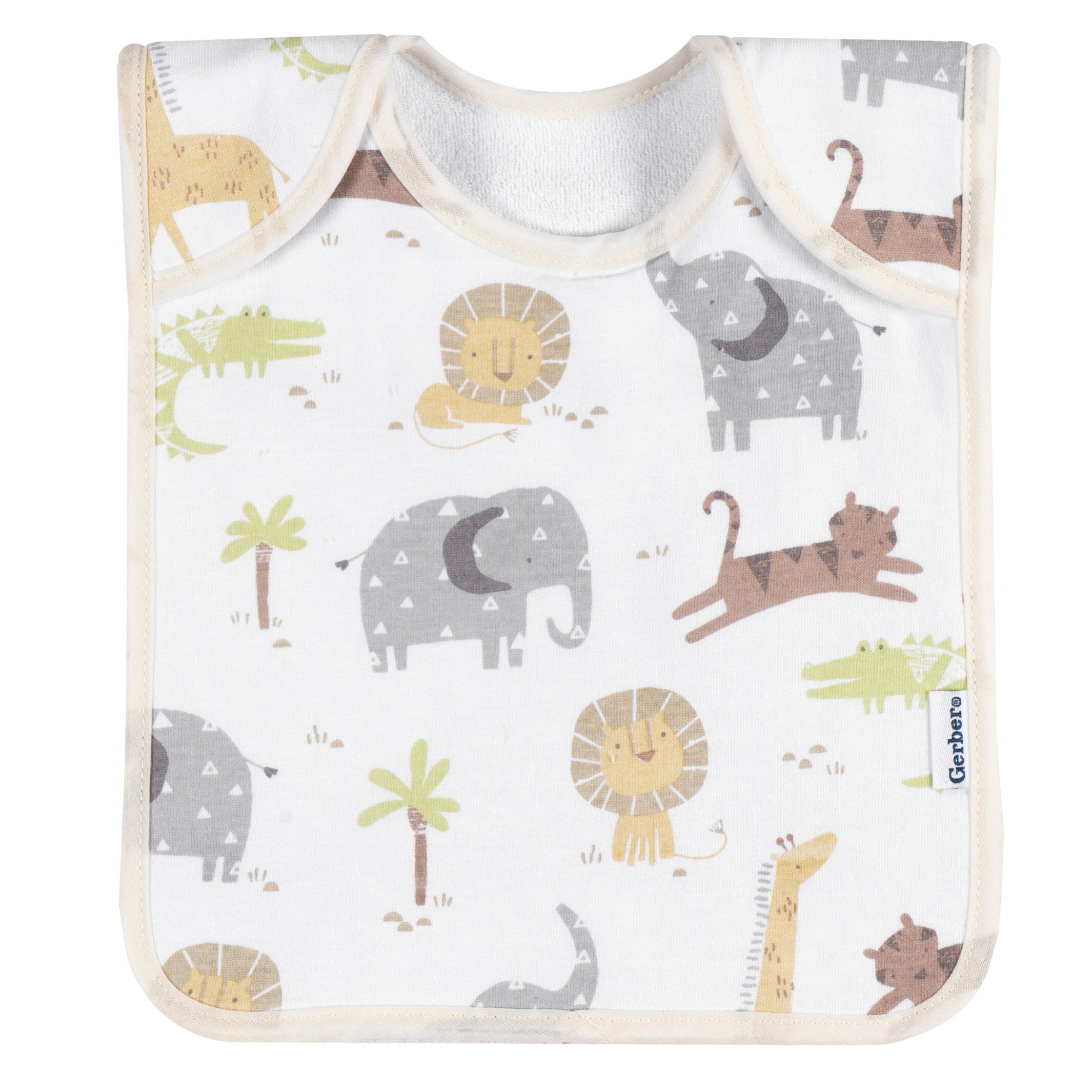 8-Pack Baby Neutral Safari Jersey Lap Shoulder Bibs - Image 2