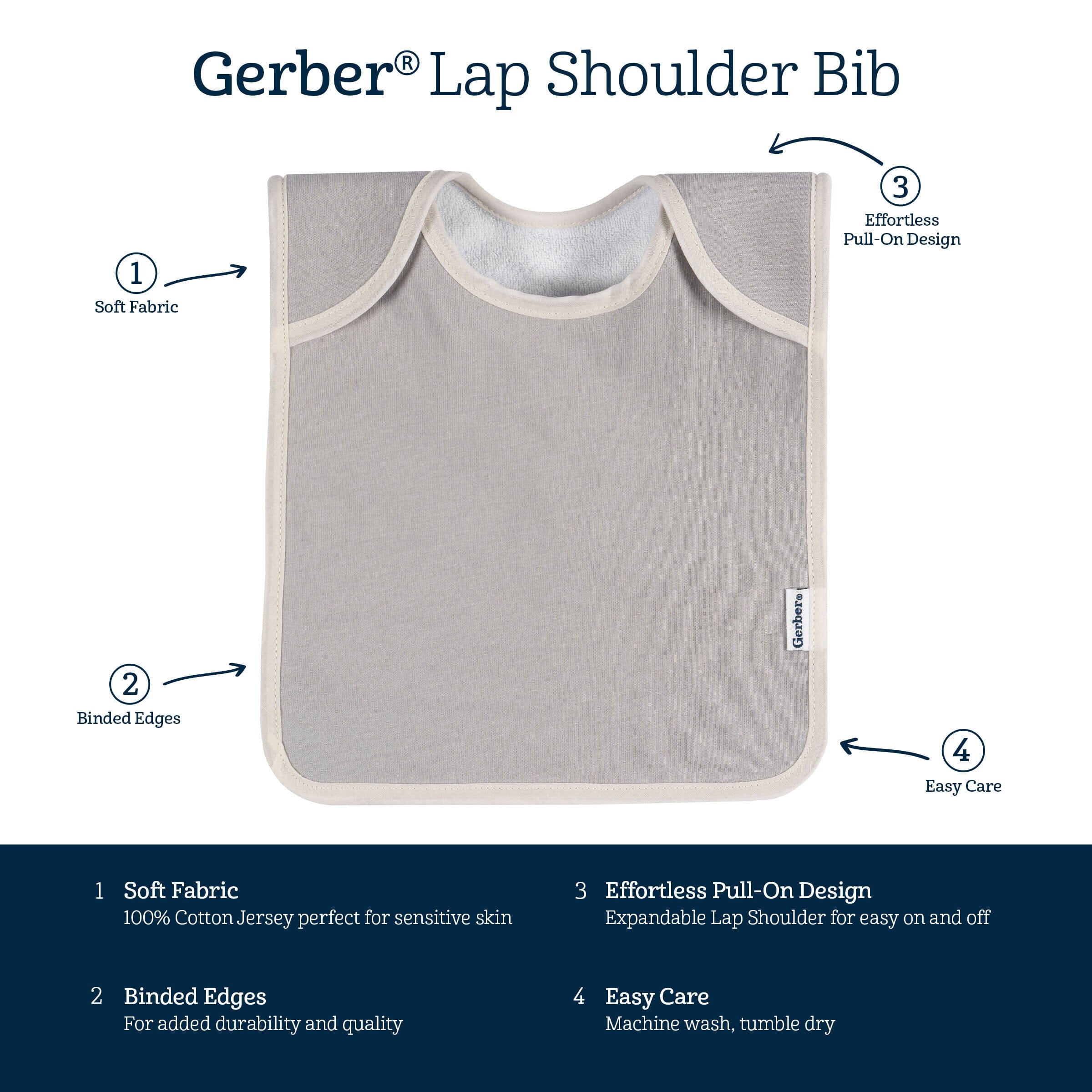 8-Pack Baby Neutral Safari Jersey Lap Shoulder Bibs - Image 8