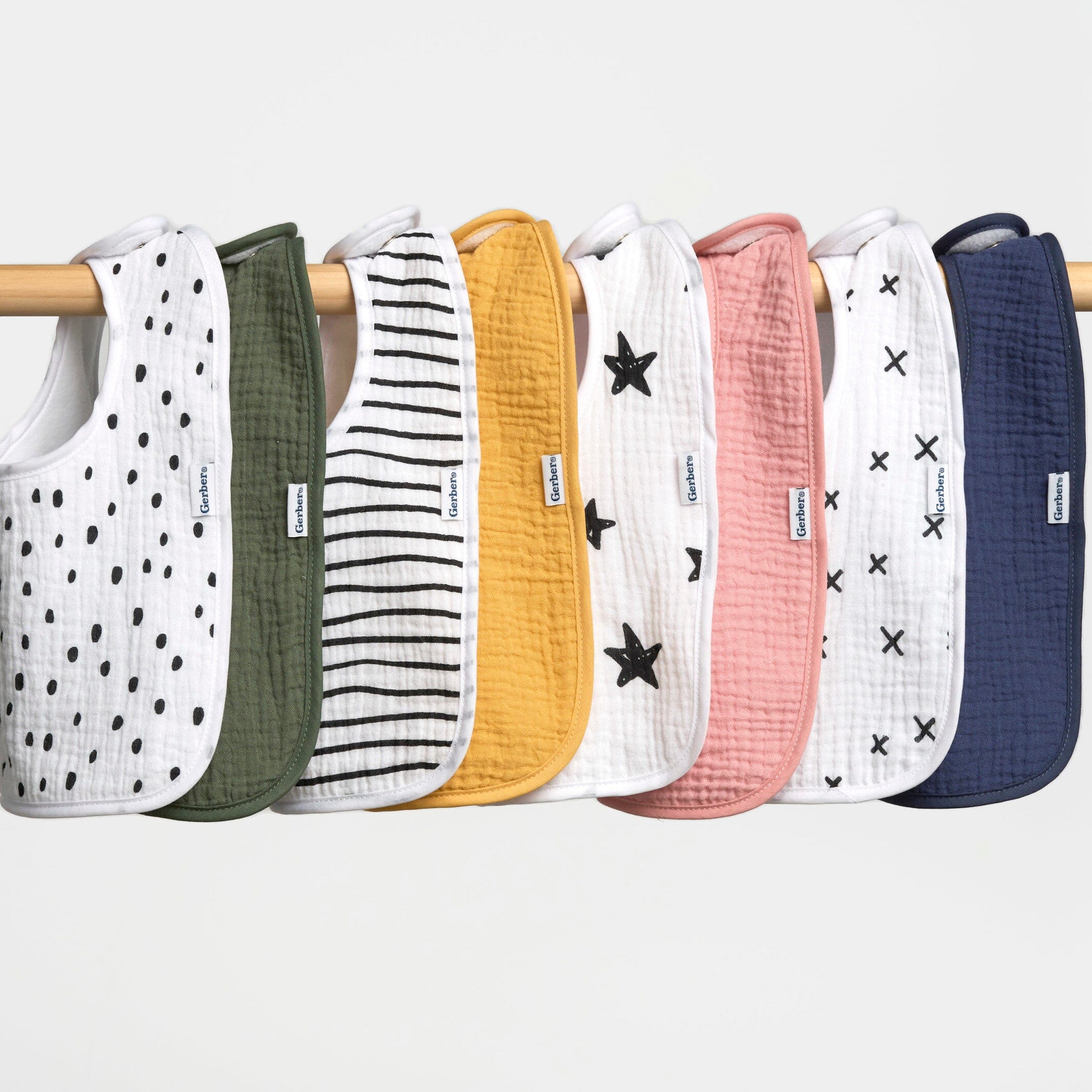 8-Pack Baby Neutral Black & White Muslin Drooling  Bibs - Image 8