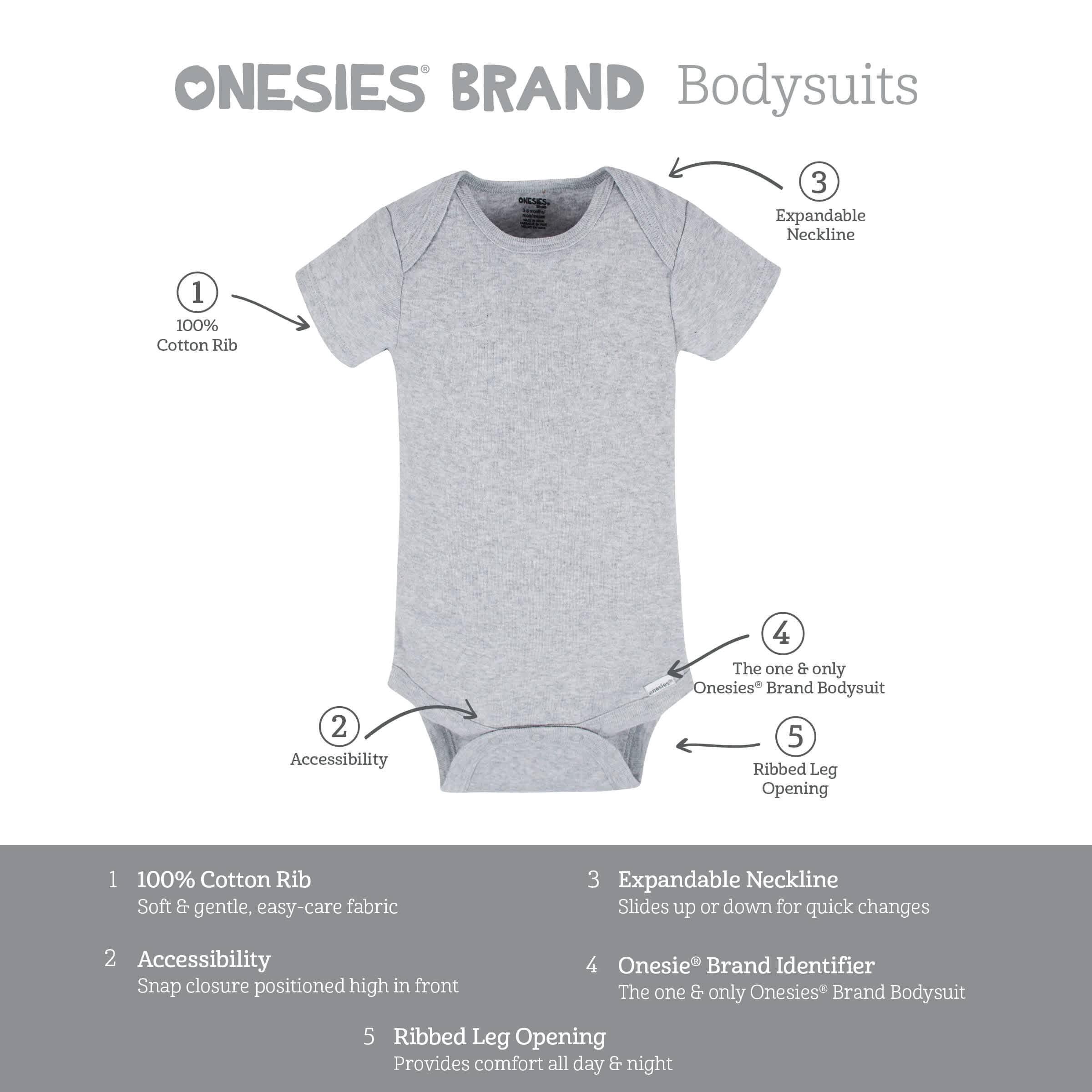 8-Pack Baby Neutral Neutrals Short Sleeve Onesies® Bodysuits - Image 5