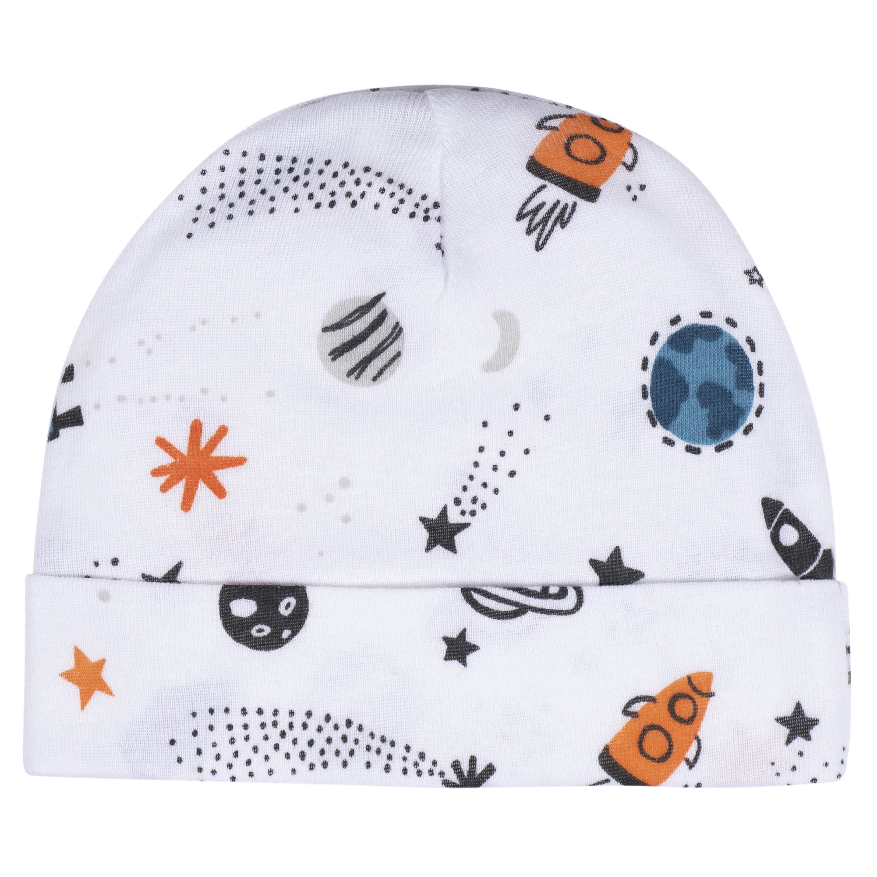 8-Piece Baby Boys Space Explorer No Scratch Mittens & Caps Set - Image 4