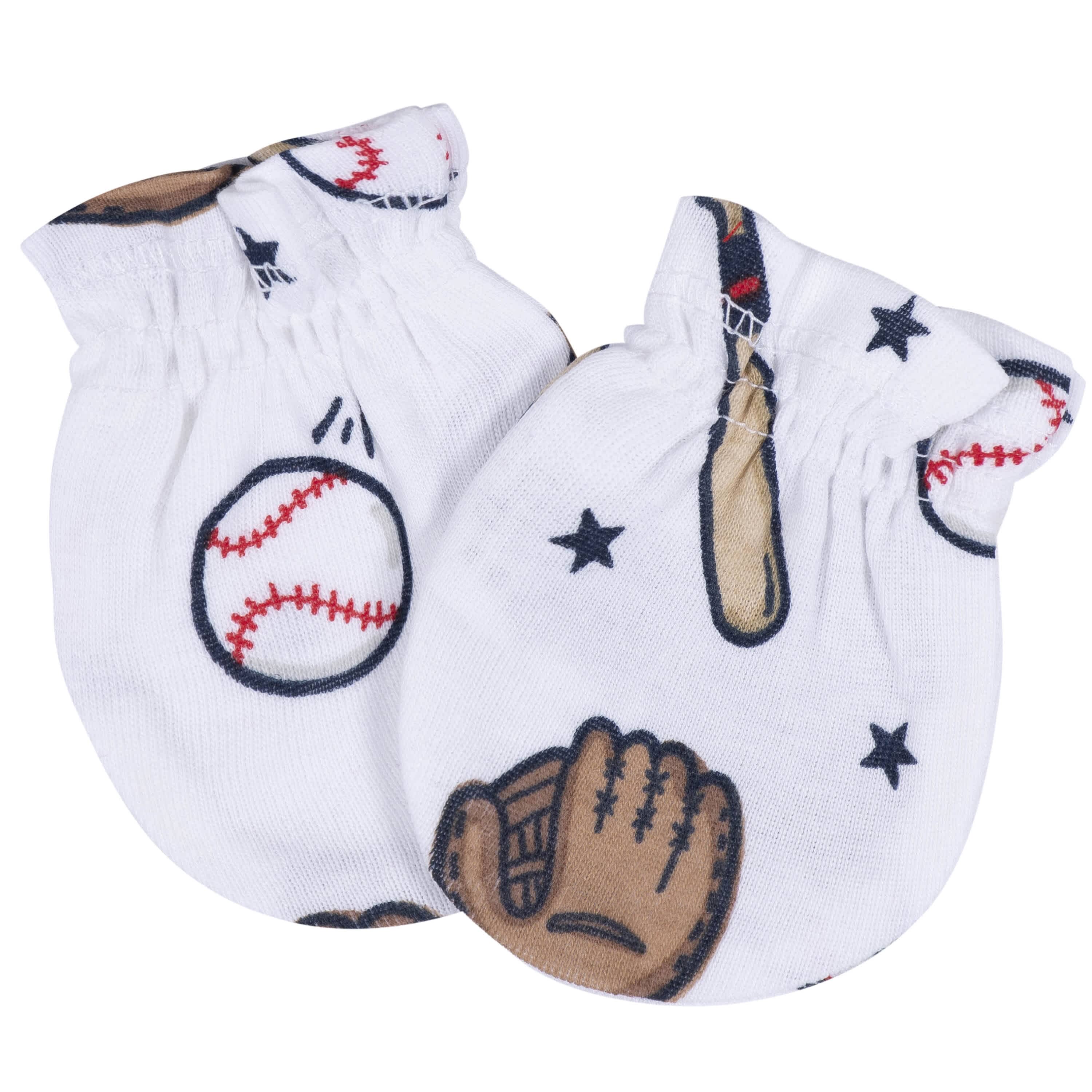 8-Piece Baby Boys All Star No Scratch Mittens & Caps Set - Image 3
