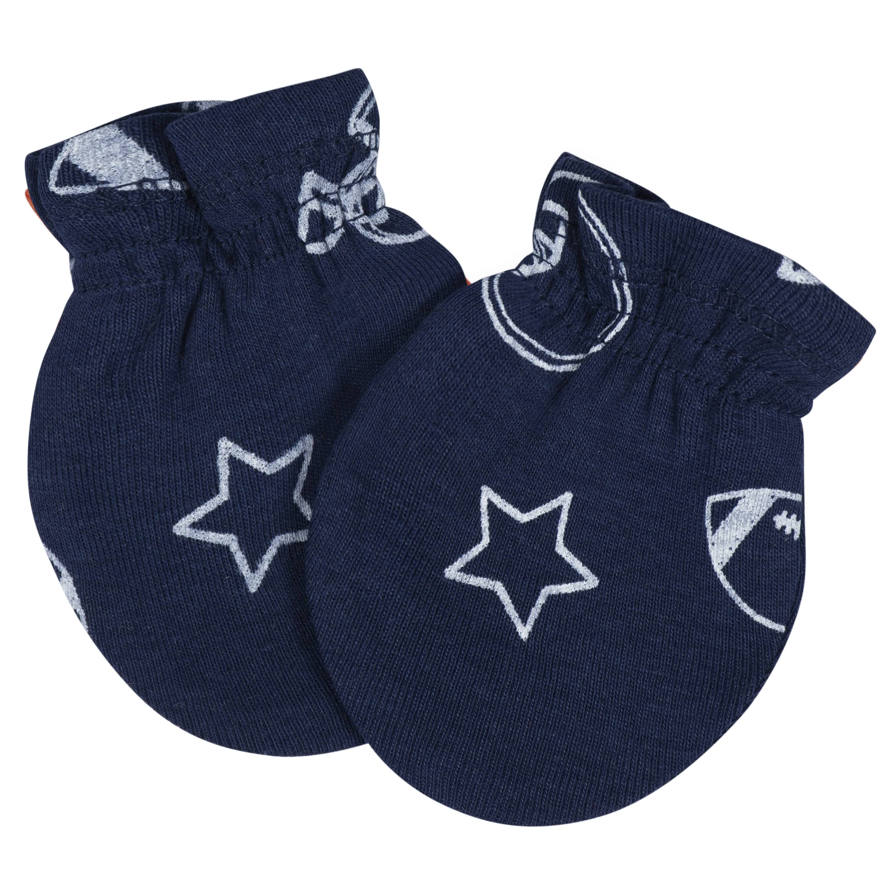 8-Piece Baby Boys All Star No Scratch Mittens & Caps Set - Image 9