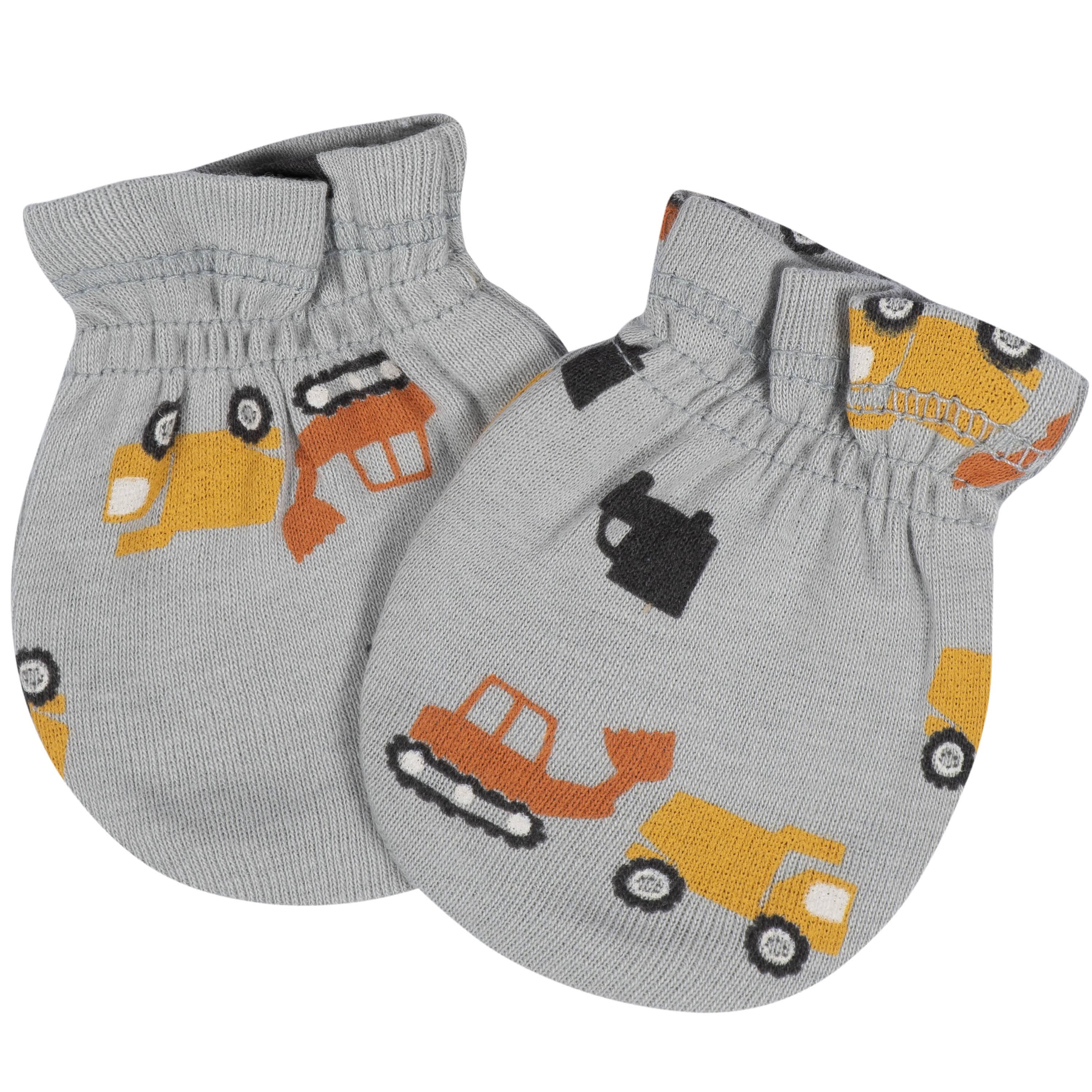 8-Piece Baby Boys Transportation Zone No Scratch Mittens & Caps Set - Image 7