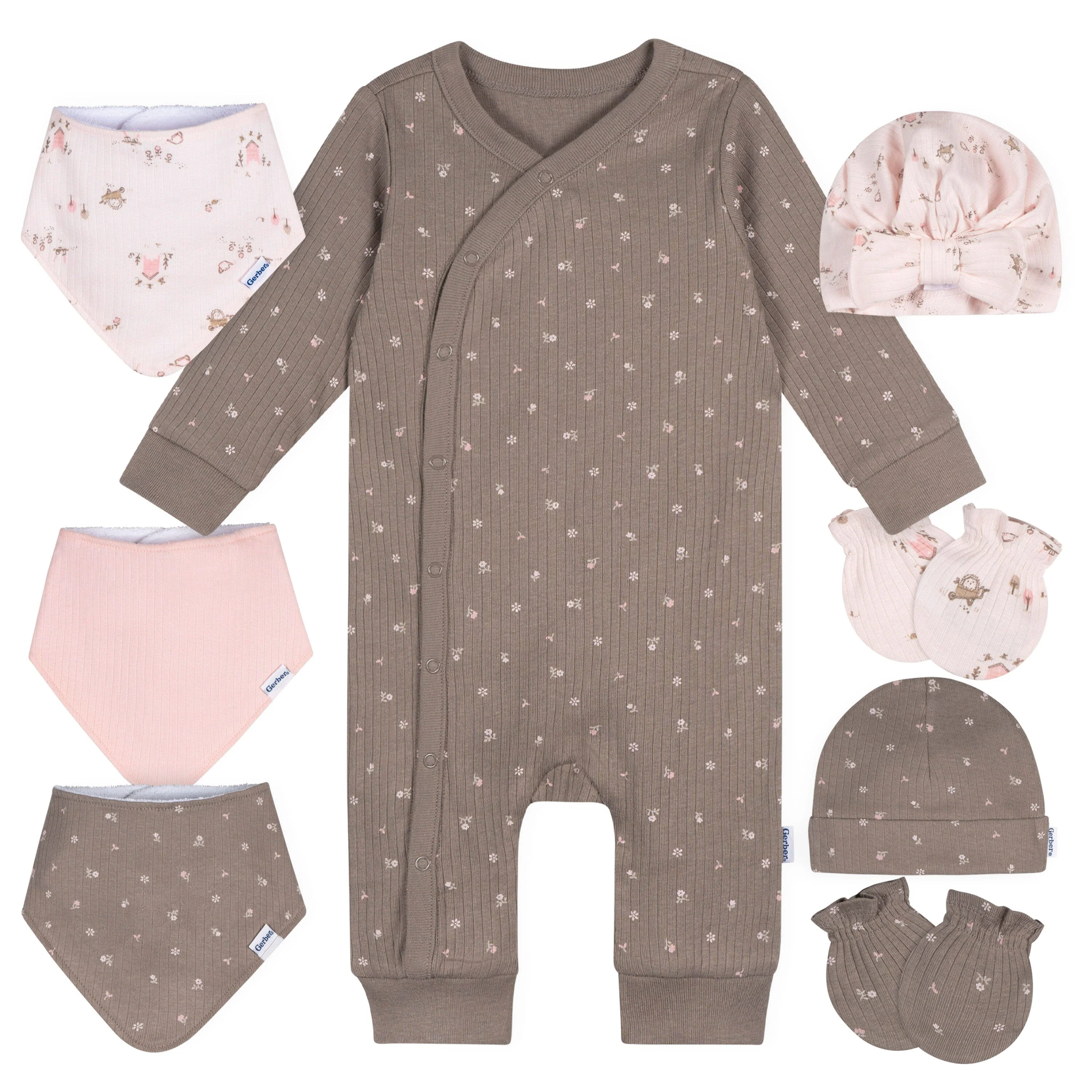 8-Piece Baby Girls Garden Baby Basics Gift Set