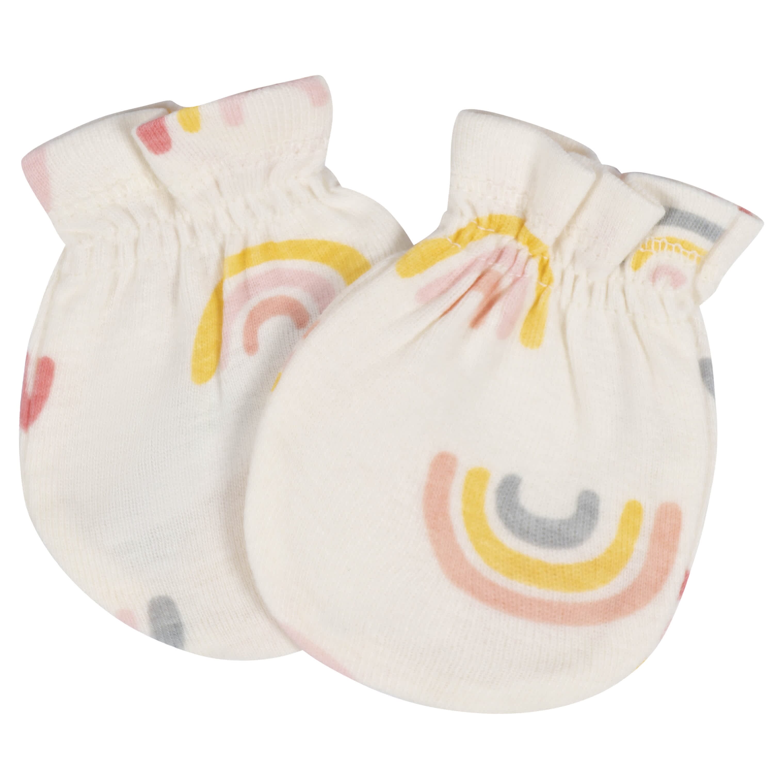 8-Piece Baby Girls Golden Floral No Scratch Mittens & Caps Set - Image 3