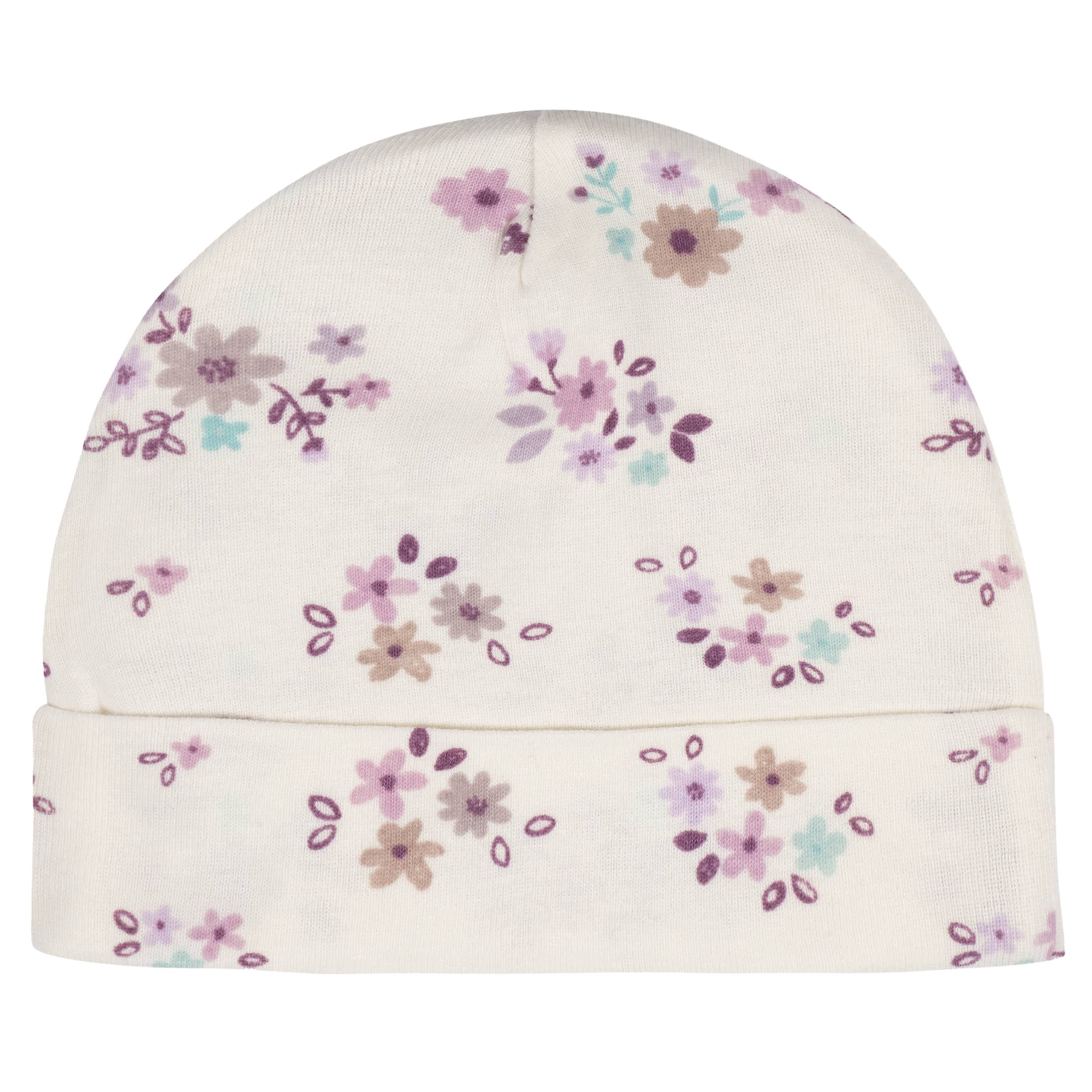 8-Piece Baby Girls Lavender Garden No Scratch Mittens & Caps Set - Image 4