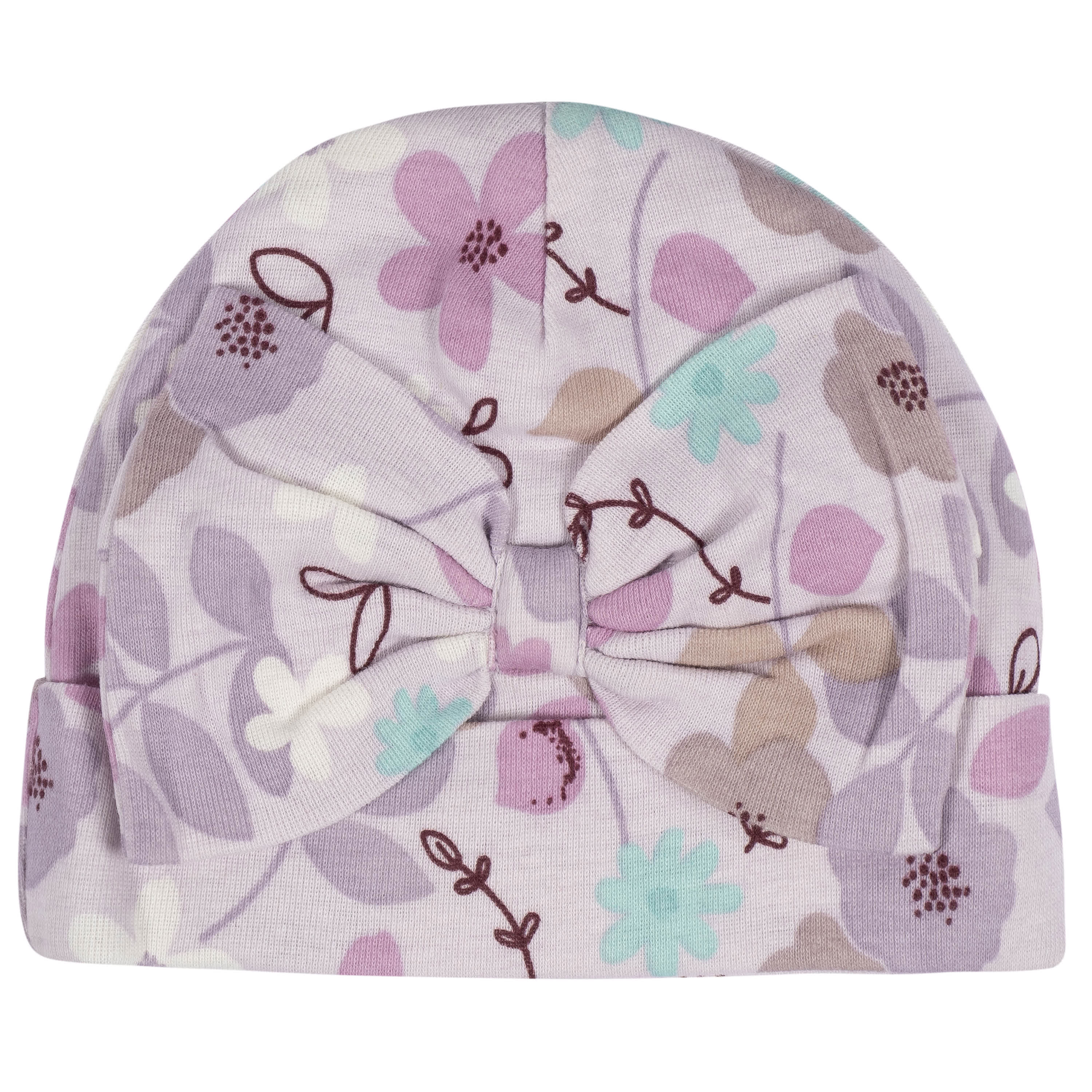 8-Piece Baby Girls Lavender Garden No Scratch Mittens & Caps Set - Image 8