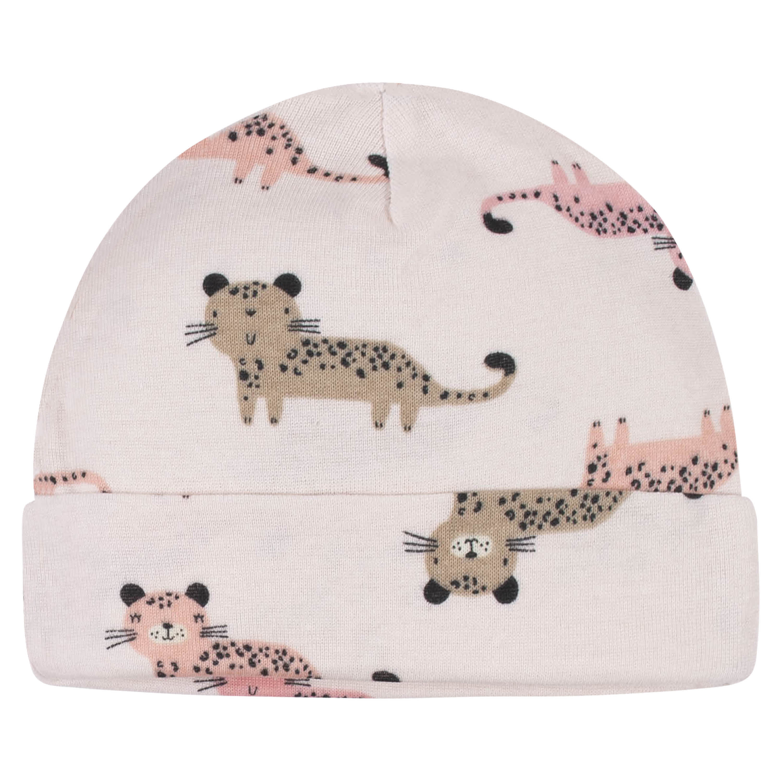 8-Piece Baby Girls Leopard Caps & Mittens Set - Image 3