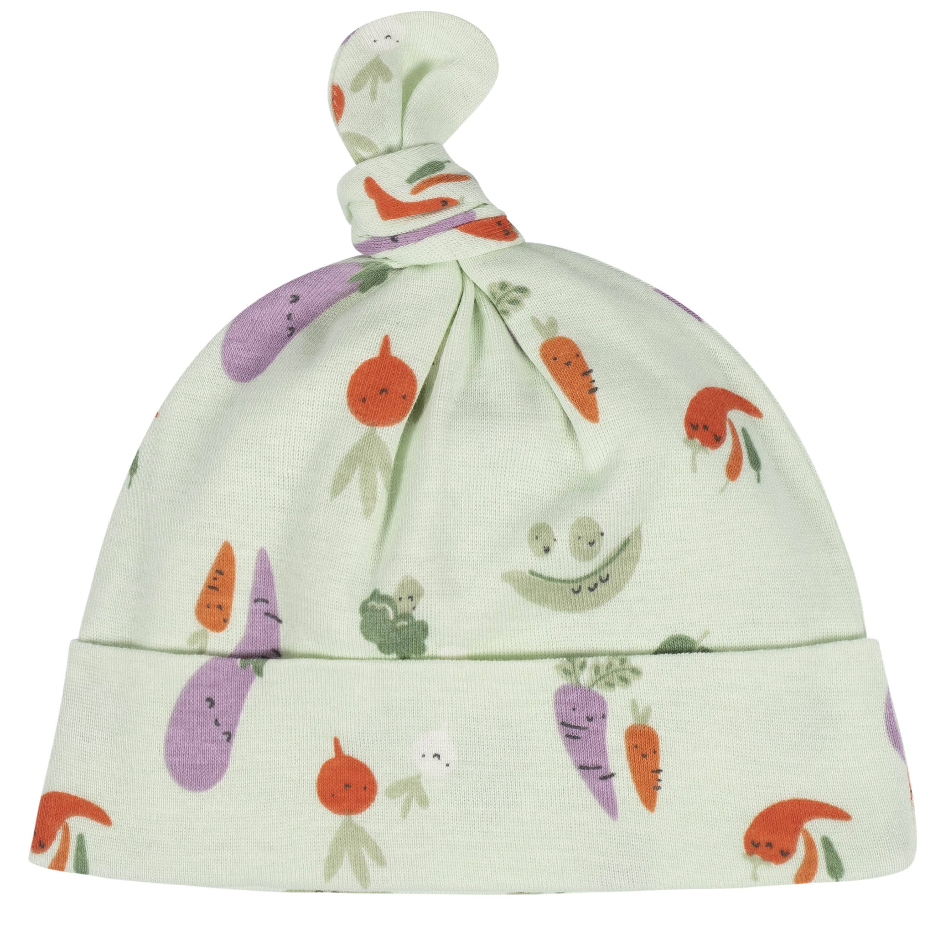 8-Piece Baby Neutral Happy Veggies No Scratch Mittens & Caps Set - Image 2