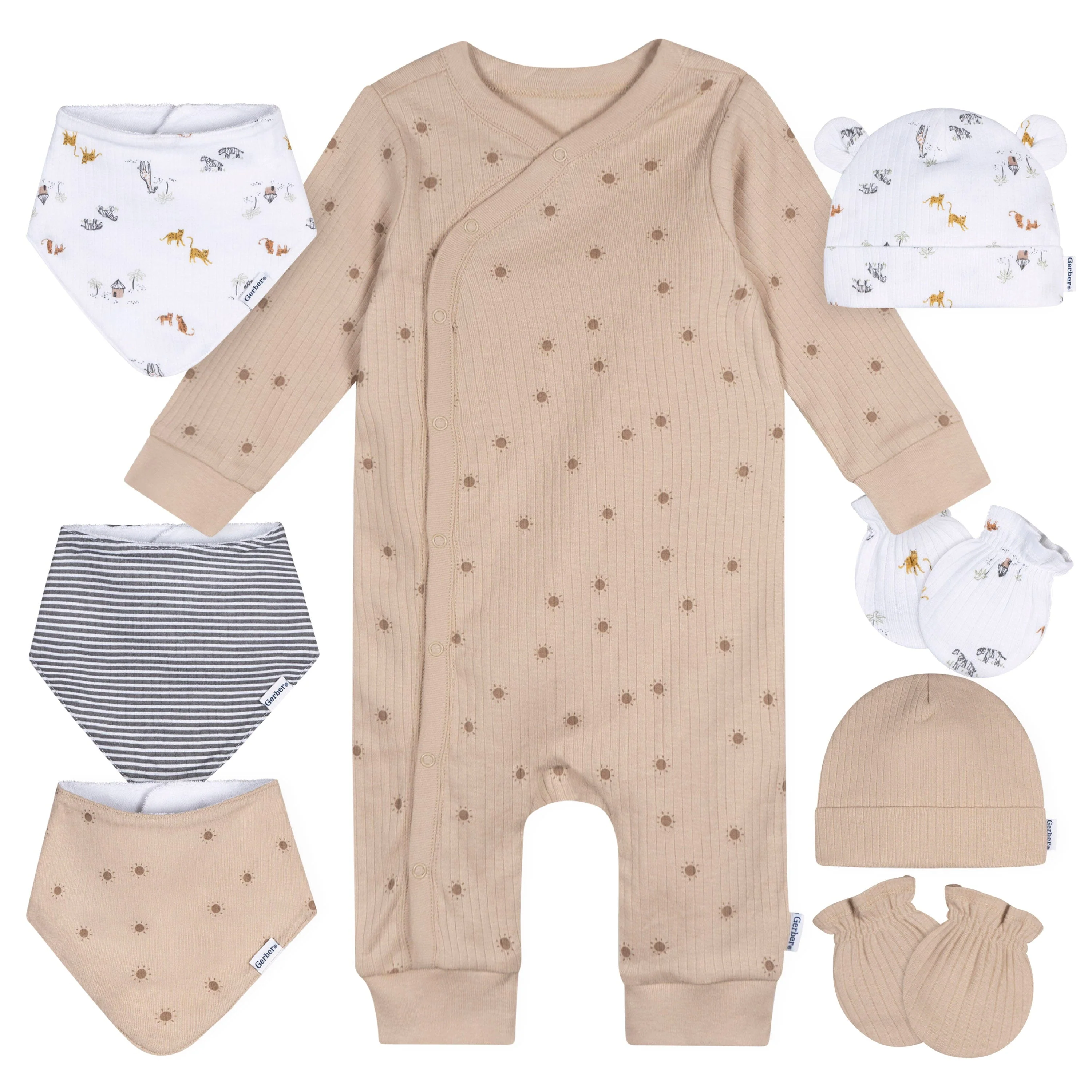8-Piece Neutral Safari Baby Basics Gift Set