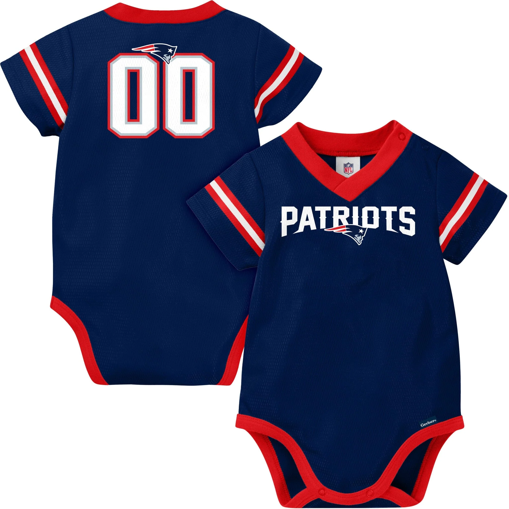Baby Boys New England Patriots Short Sleeve Jersey Bodysuit - Image 3