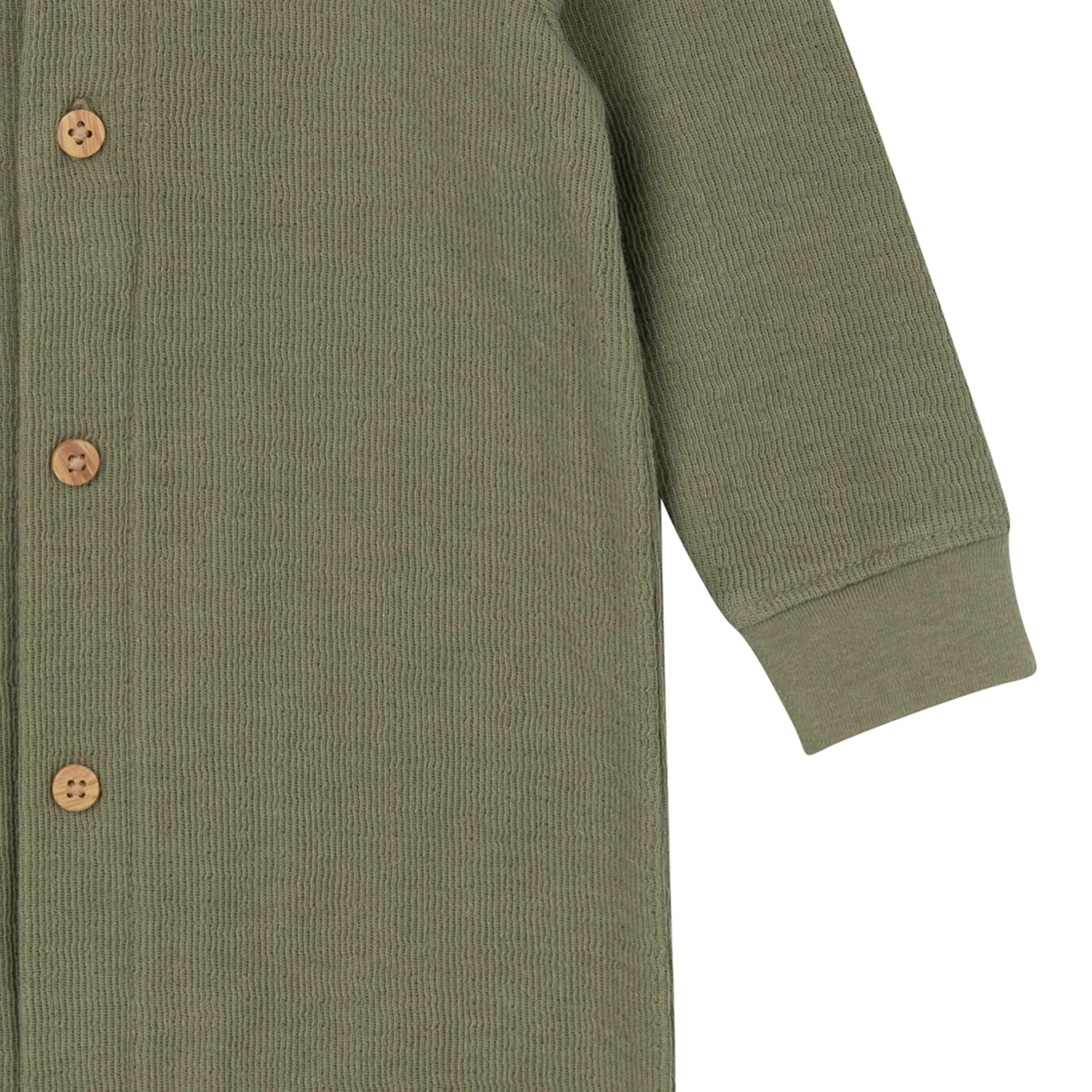 Baby Boys Olive Hooded Romper - Image 4