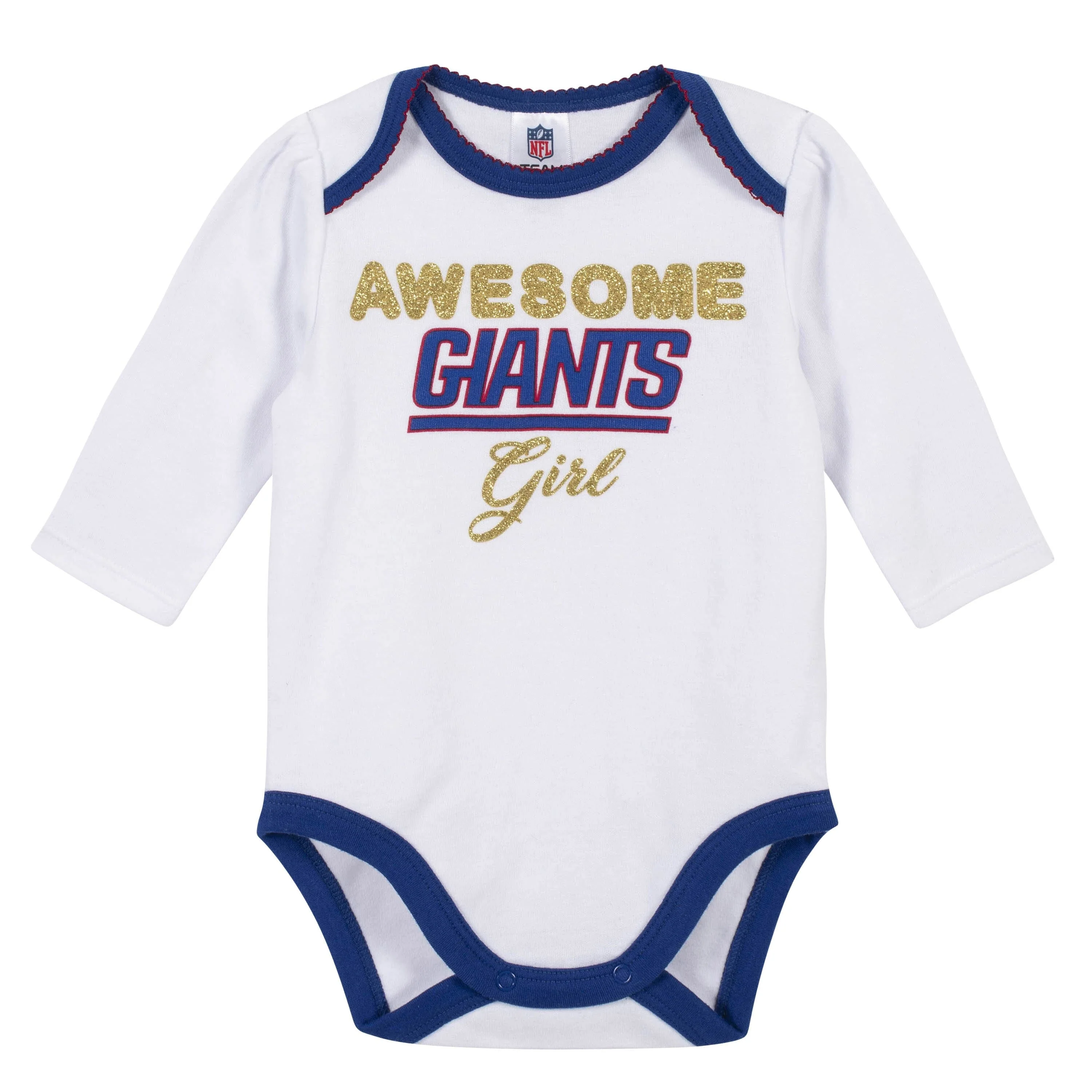 3-Piece Baby Girls New York Giants Bodysuit, Footed Pant, and Cap Set - Image 2