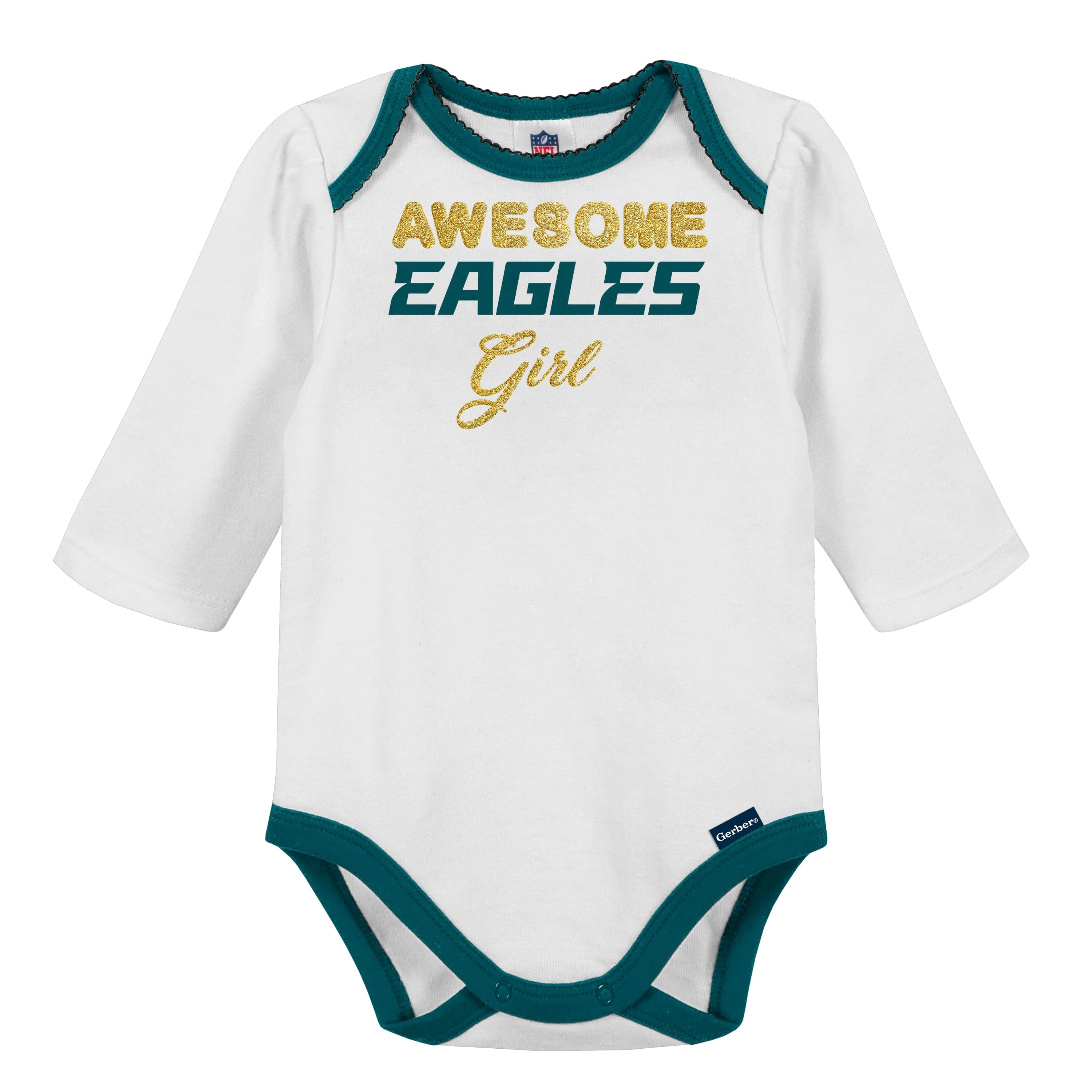3-Piece Baby Girls Philadelphia Eagles Bodysuit, Footed Pant, and Cap Set - Image 2