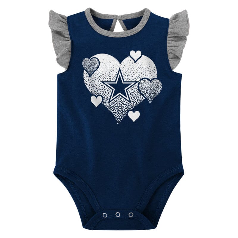 2-Pack Baby Girls Dallas Cowboys Short Sleeve Ruffled Bodysuits - Image 2