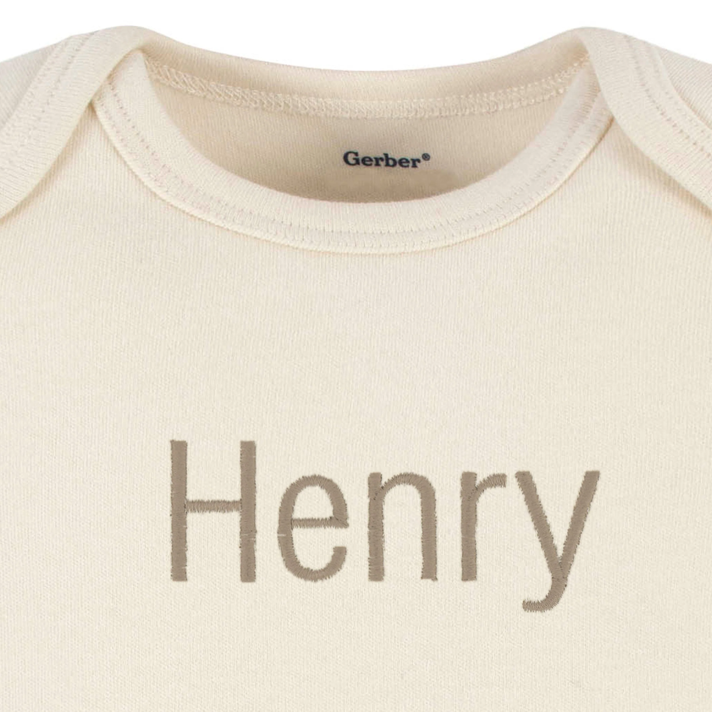 Embroidered Baby Neutral Natural Premium Short Sleeve Onesies® Bodysuit - Image 2