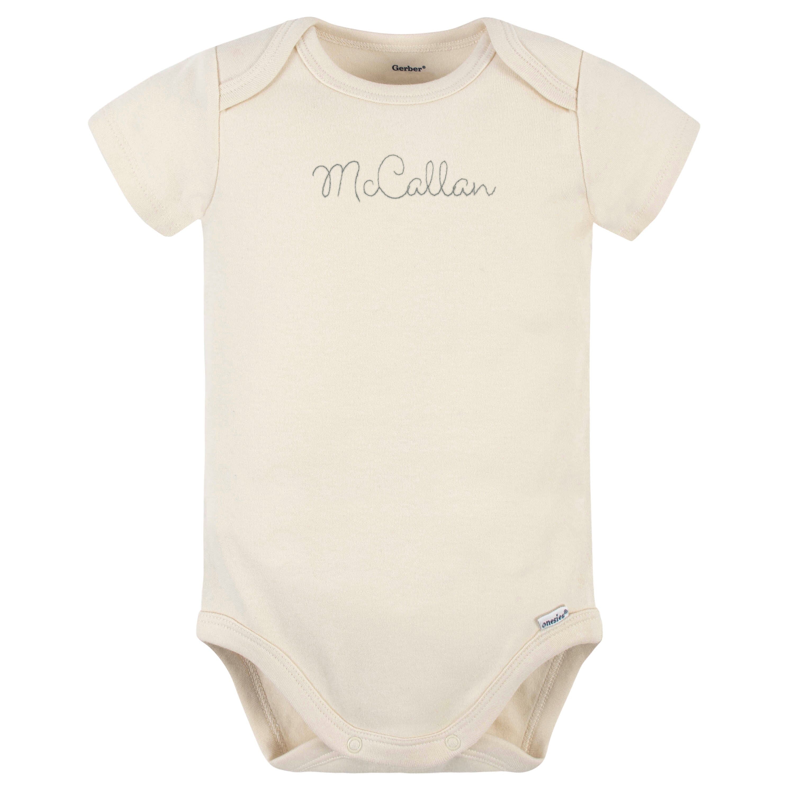 Embroidered Baby Neutral Natural Premium Short Sleeve Onesies® Bodysuit - Image 3