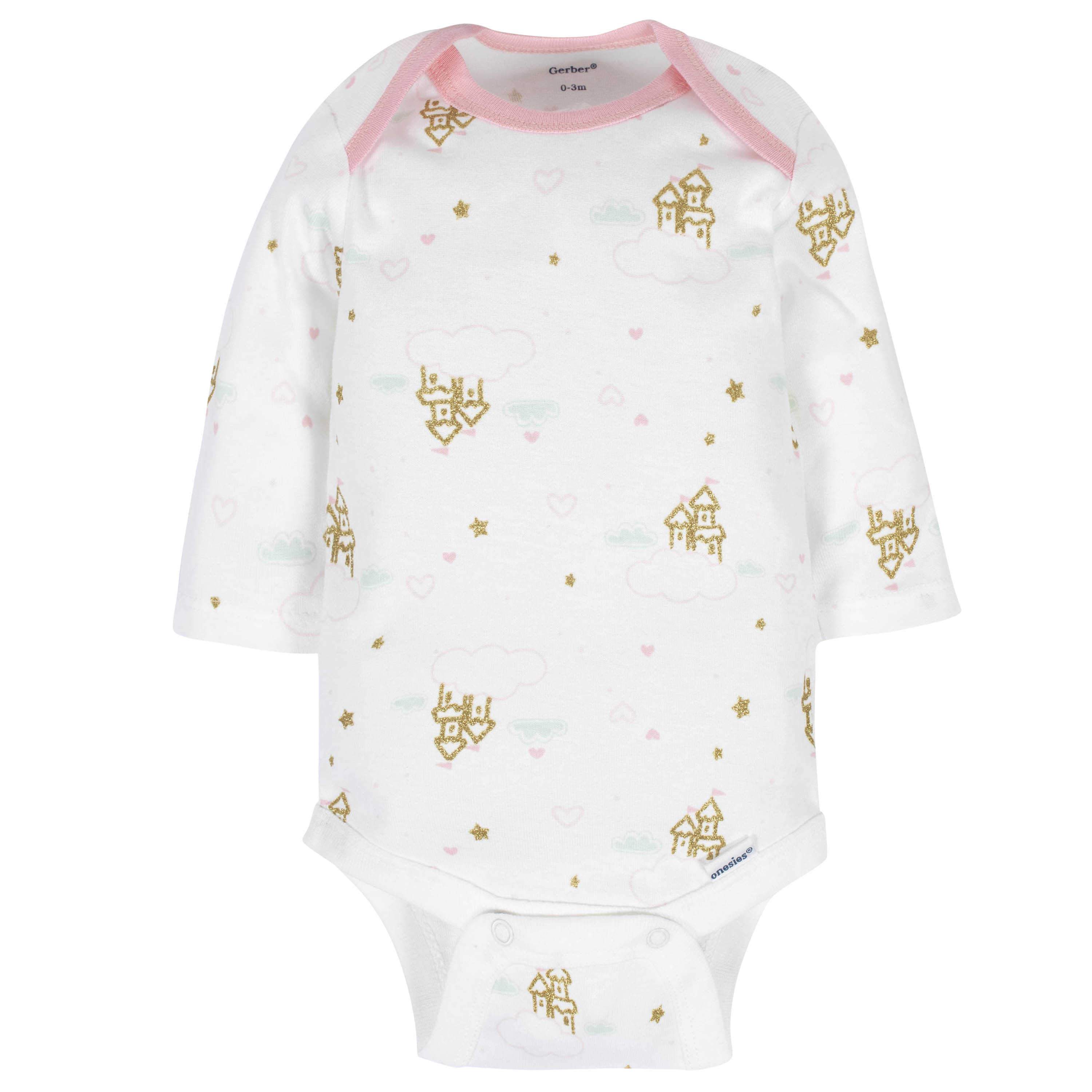6-Pack Baby Girls Castle Long Sleeve Onesies® Bodysuits - Image 6