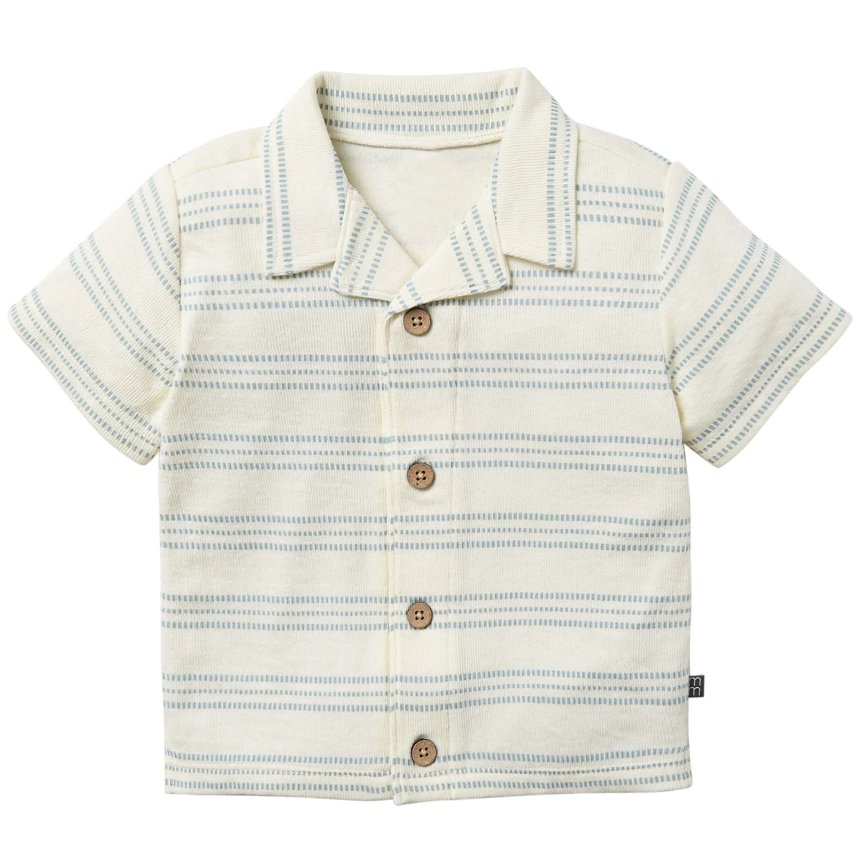 2-Piece Infant & Toddler Boys Ivory Stripe Collar Top & Harem Shorts Set - Image 2