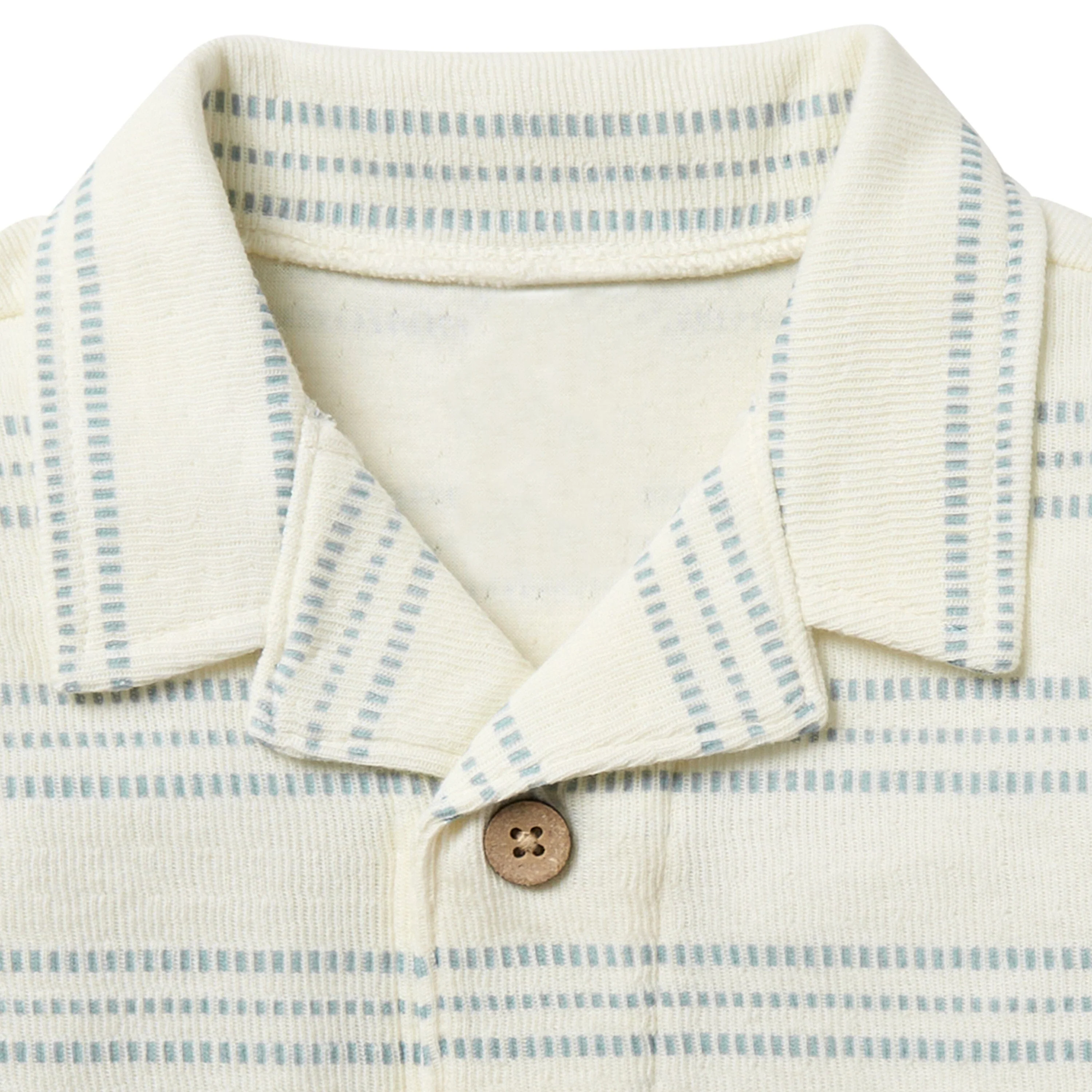 2-Piece Infant & Toddler Boys Ivory Stripe Collar Top & Harem Shorts Set - Image 3