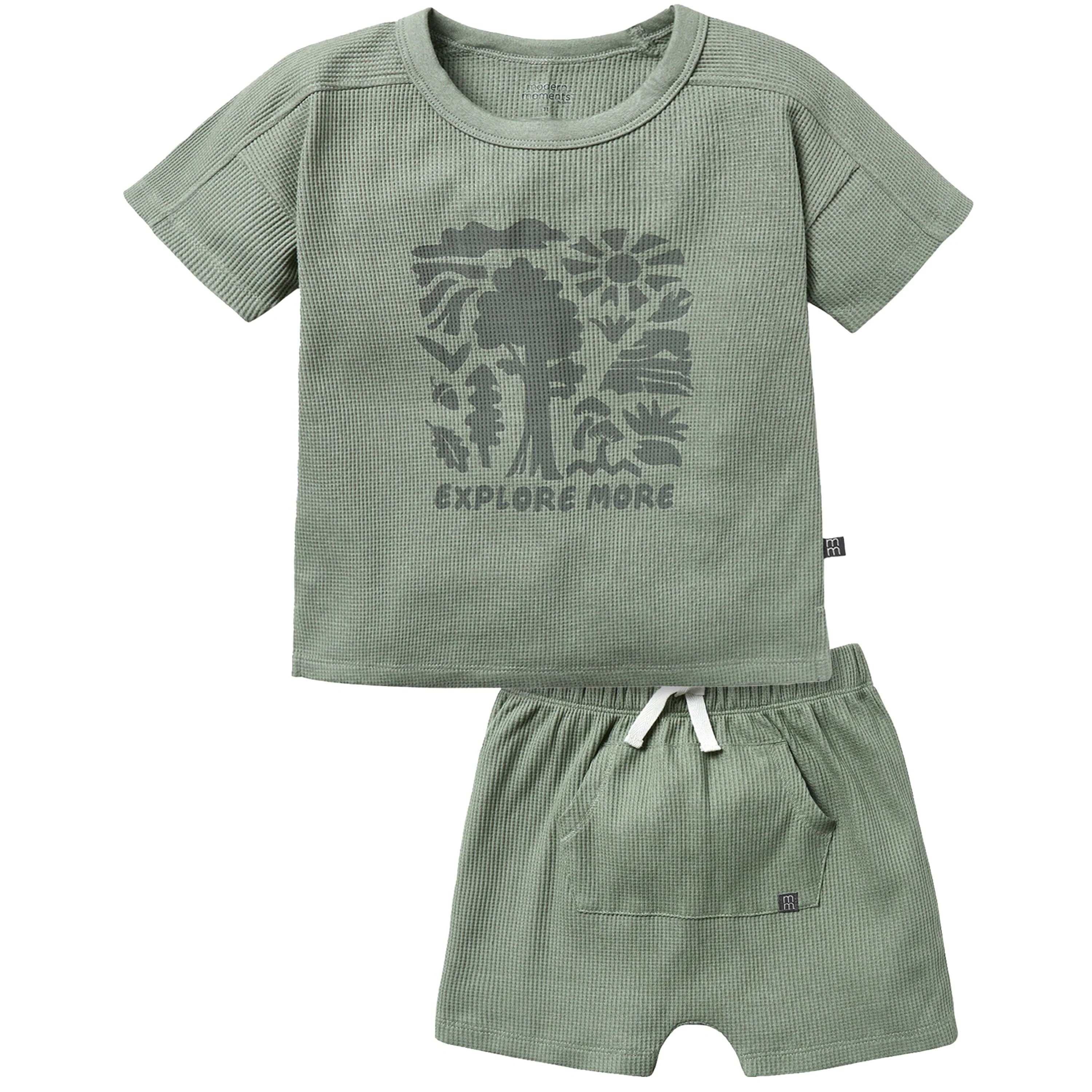 2-Piece Infant & Toddler Boys Explore More T-Shirt & Green Harem Shorts Bundle