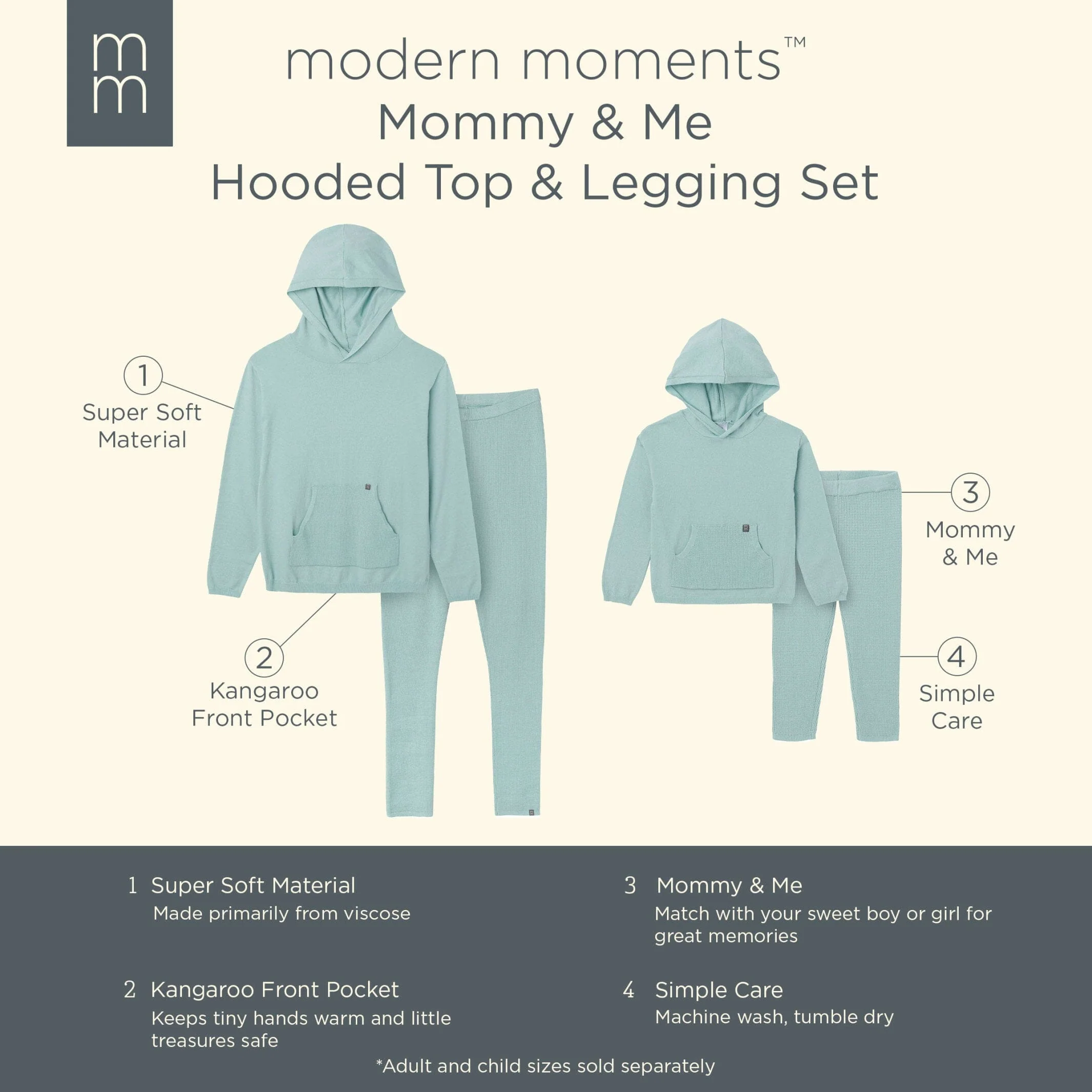 2-Piece Infant & Toddler Medium Sky Hooded Waffle Top and Legging Viscose Set - Image 9