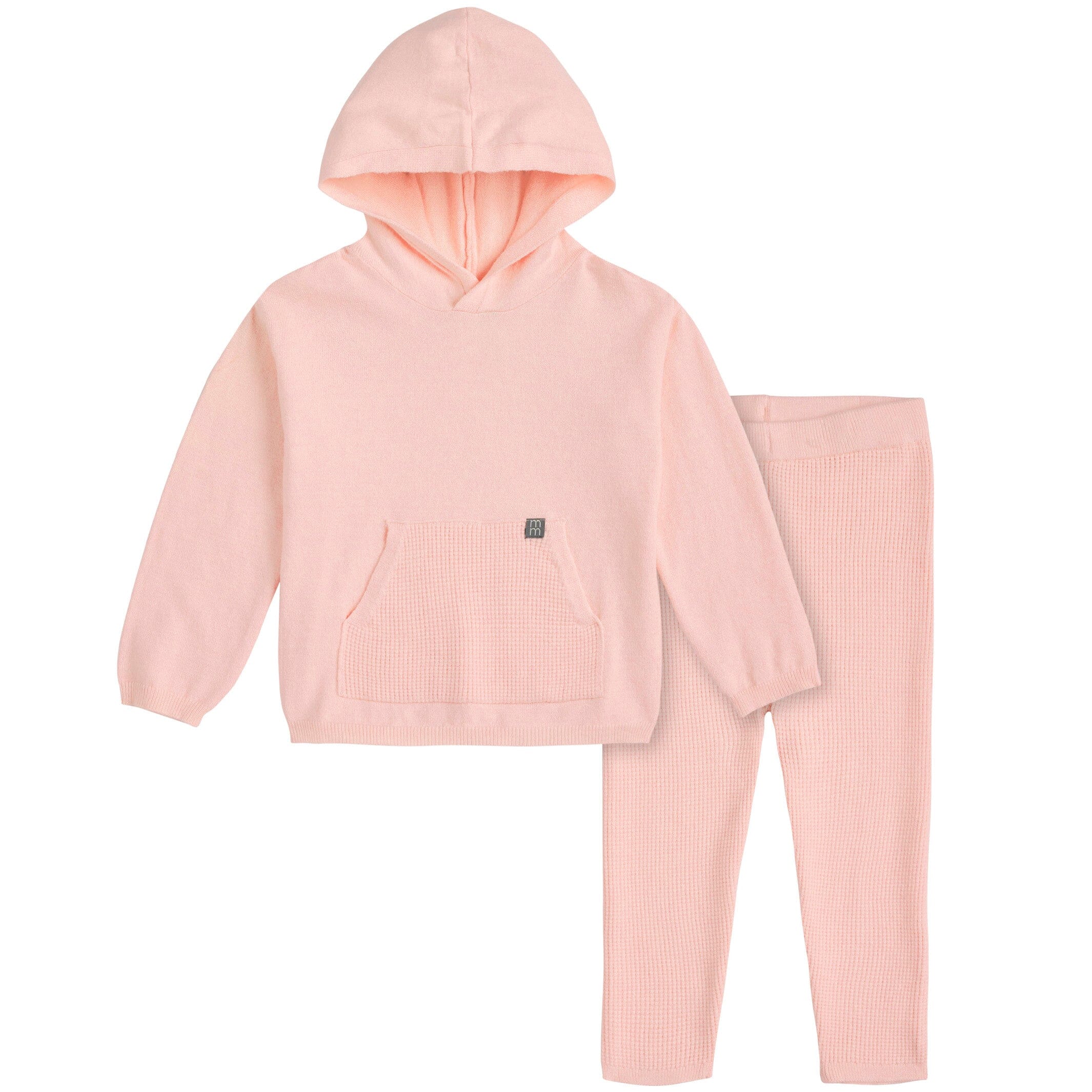 Mommy & Me 2-Piece Pink Hooded Waffle Viscose Top & Legging Bundle - Image 2