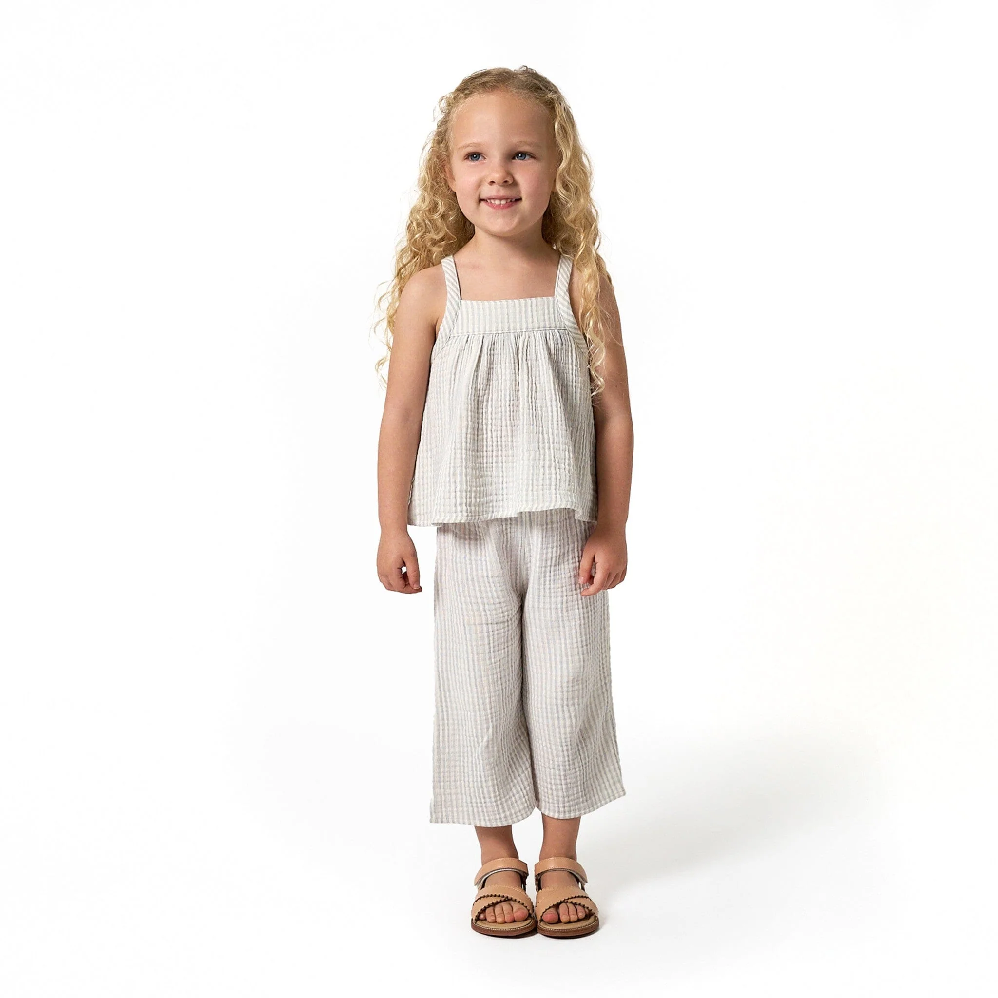 Mommy & Me Light Blue Stripe Top & Cropped Pants Bundle - Image 2