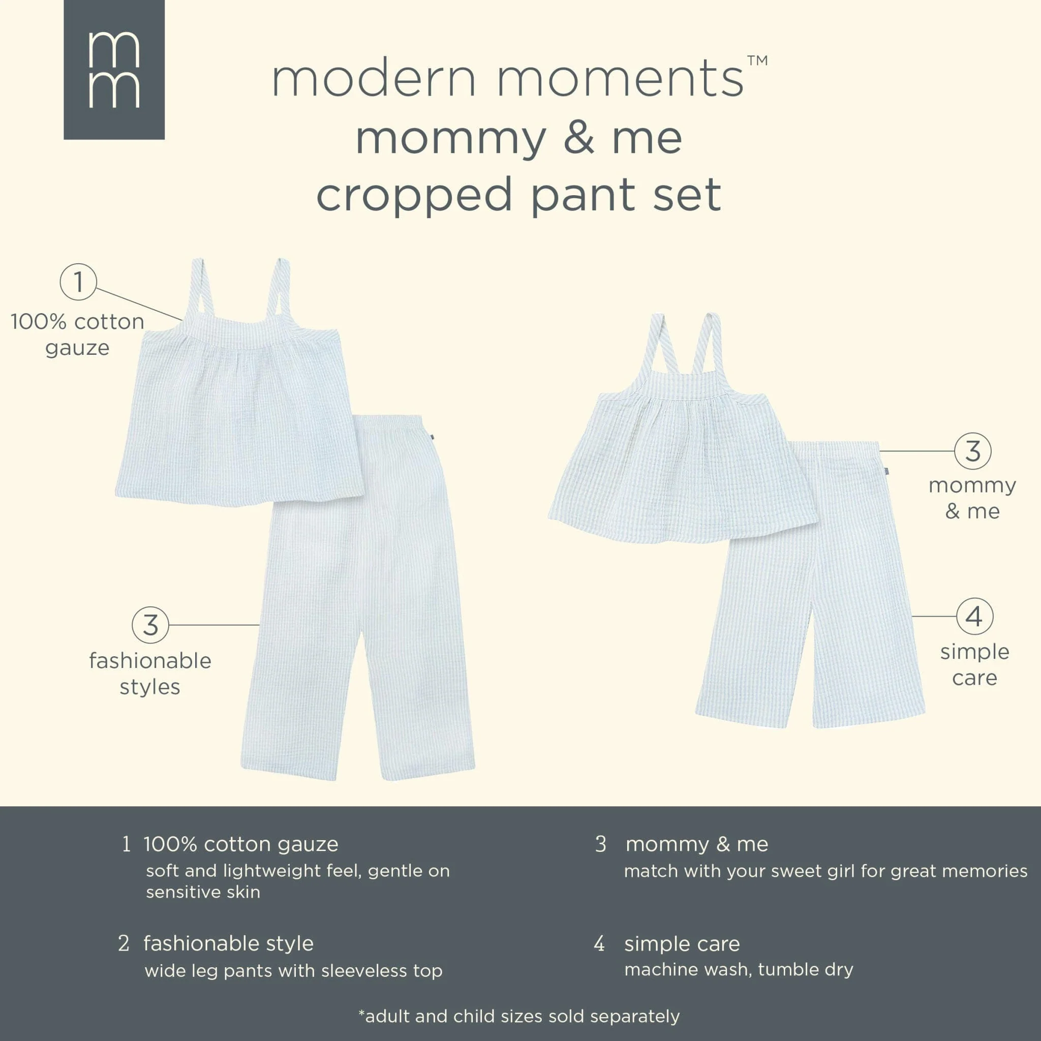 Mommy & Me Light Blue Stripe Top & Cropped Pants Bundle - Image 6