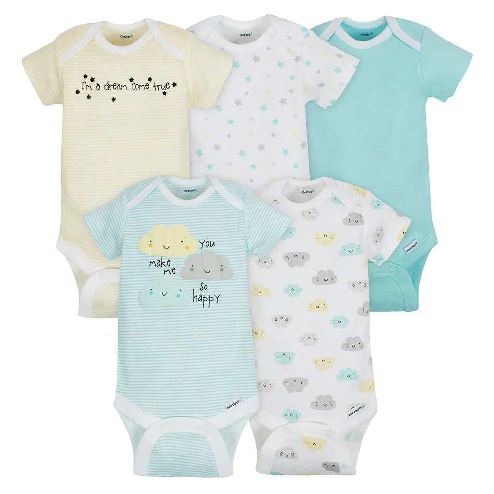 5-Pack Short Sleeve Clouds Onesies® Bodysuits