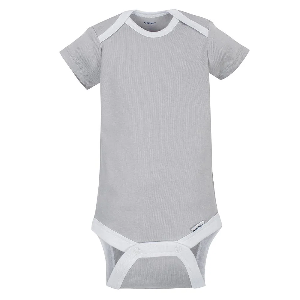 5-Pack Neutral Grey Elephant Short Sleeve Onesies® Bodysuits - Image 3