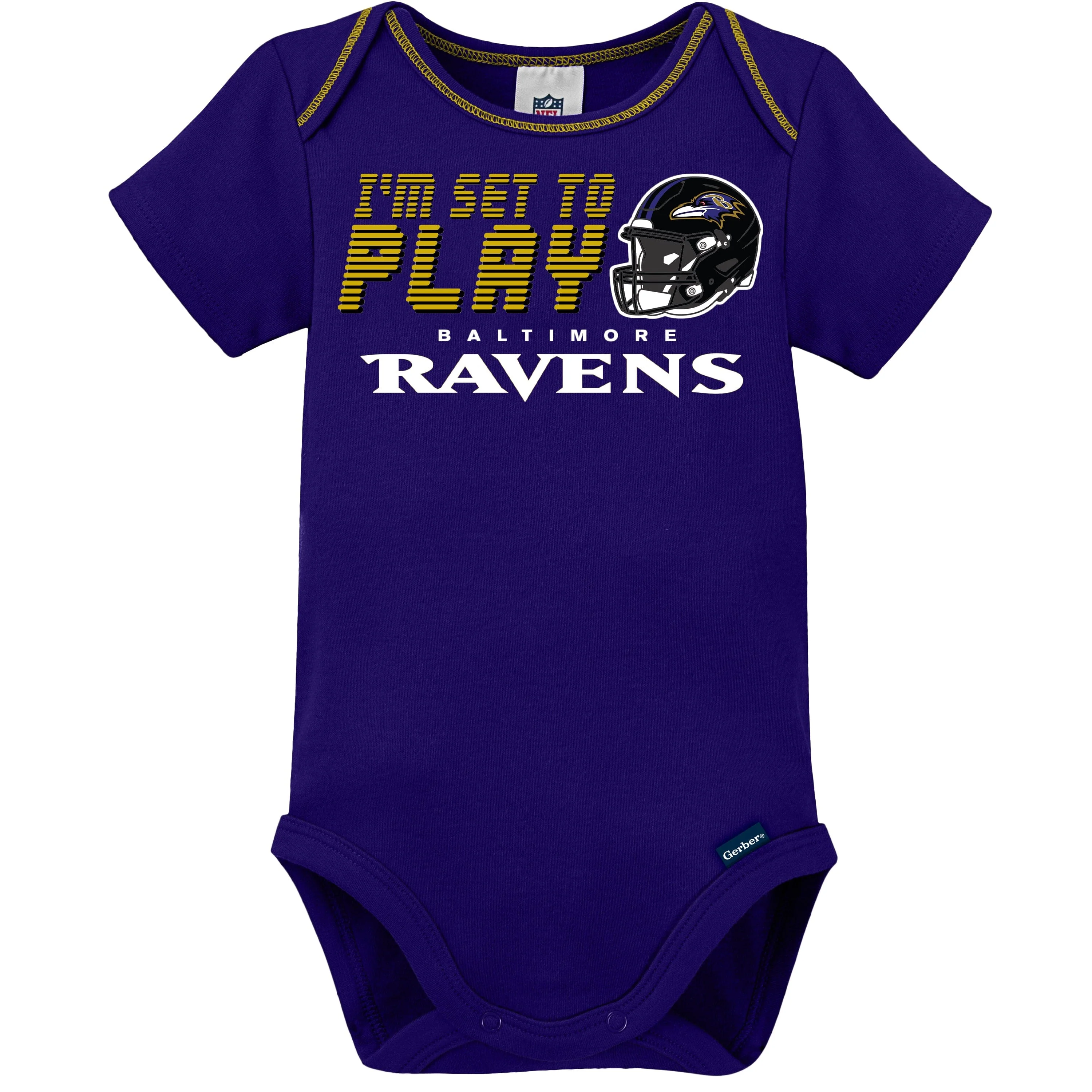 3-Pack Baby Boys Baltimore Ravens Short Sleeve Bodysuits - Image 2
