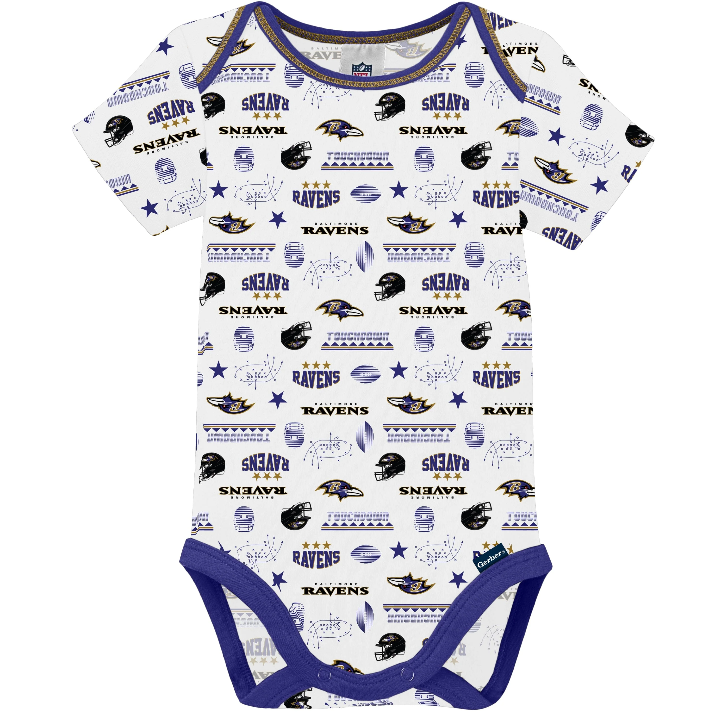 3-Pack Baby Boys Baltimore Ravens Short Sleeve Bodysuits - Image 3