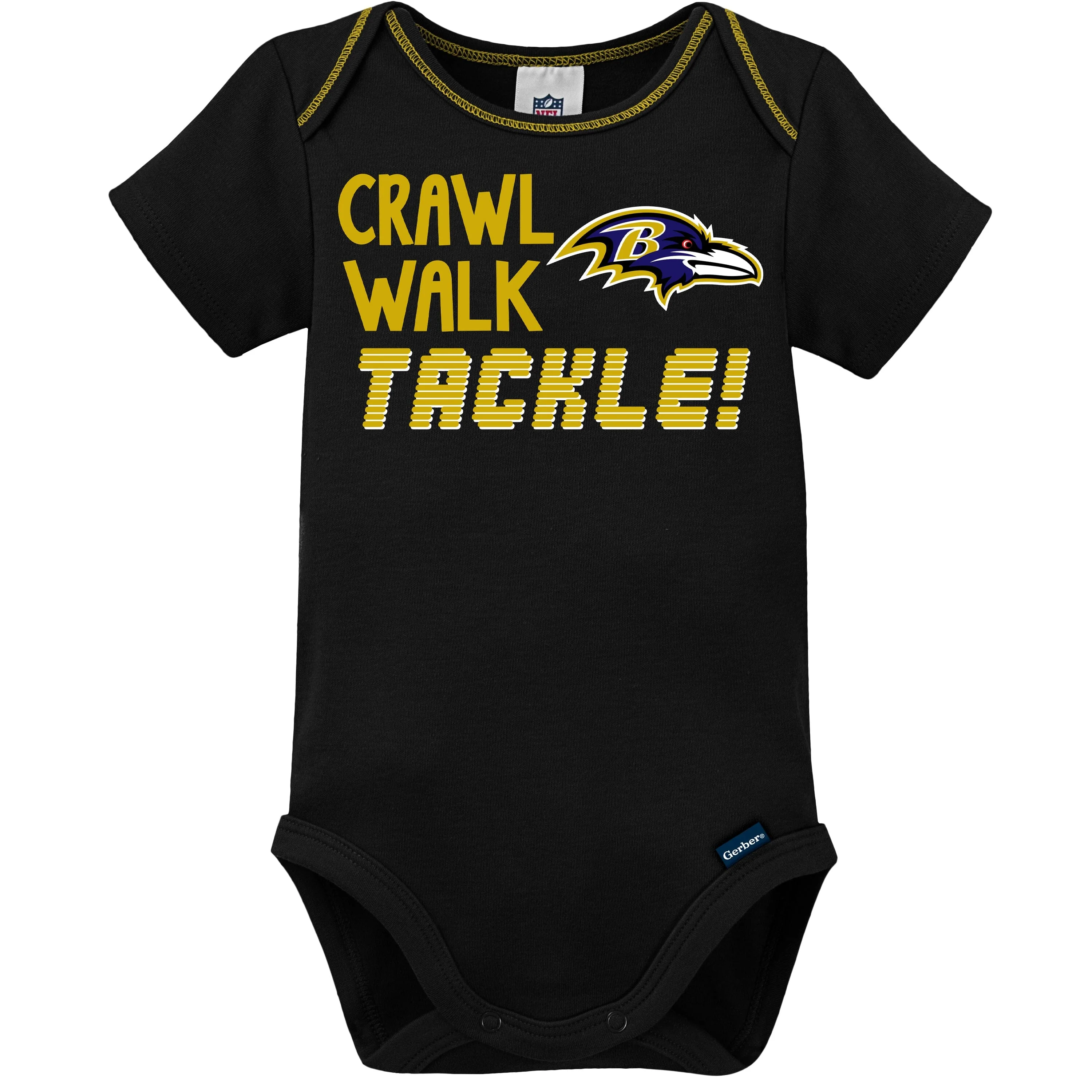 3-Pack Baby Boys Baltimore Ravens Short Sleeve Bodysuits - Image 4