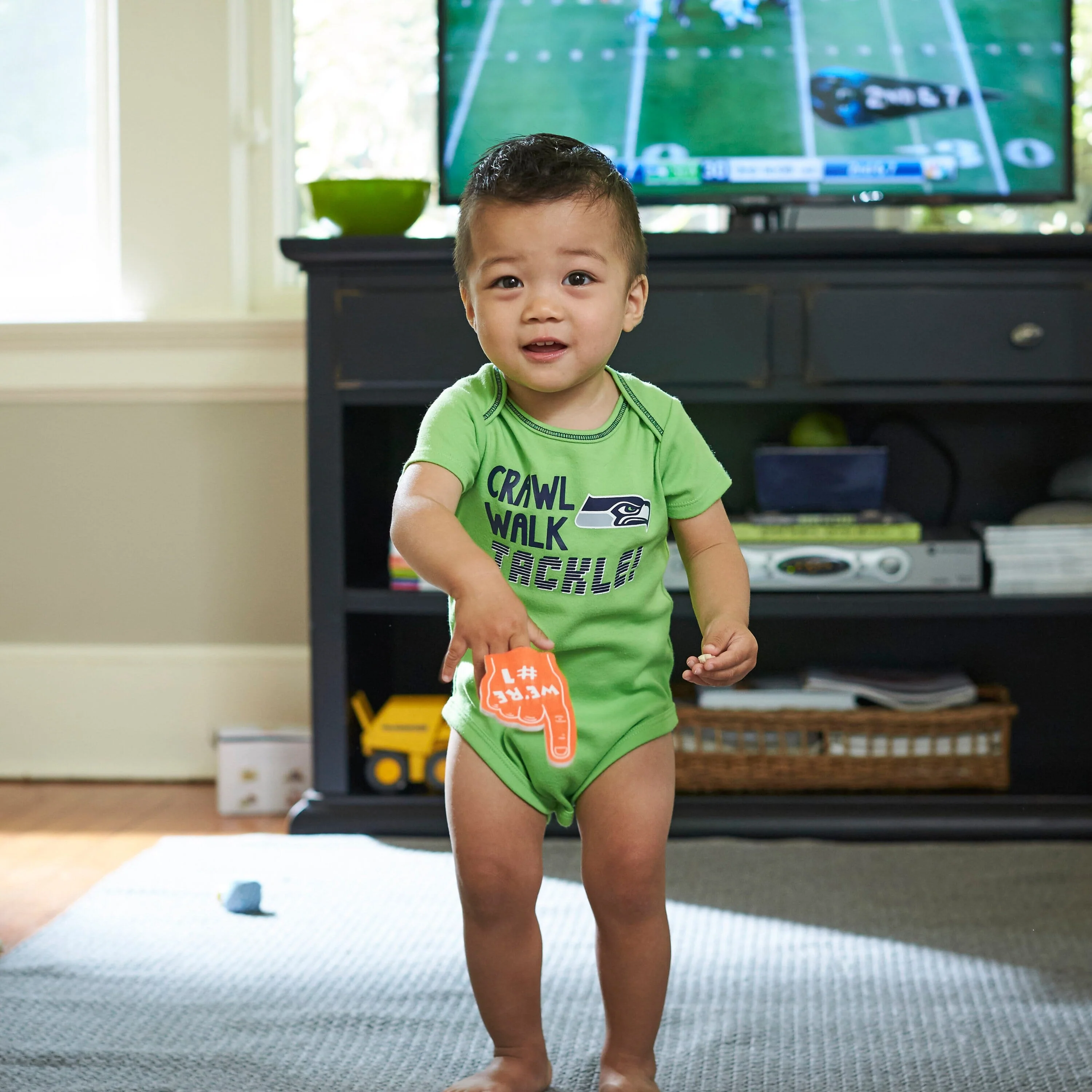 3-Pack Baby Boys Seahawks Short Sleeve Bodysuits - Image 3