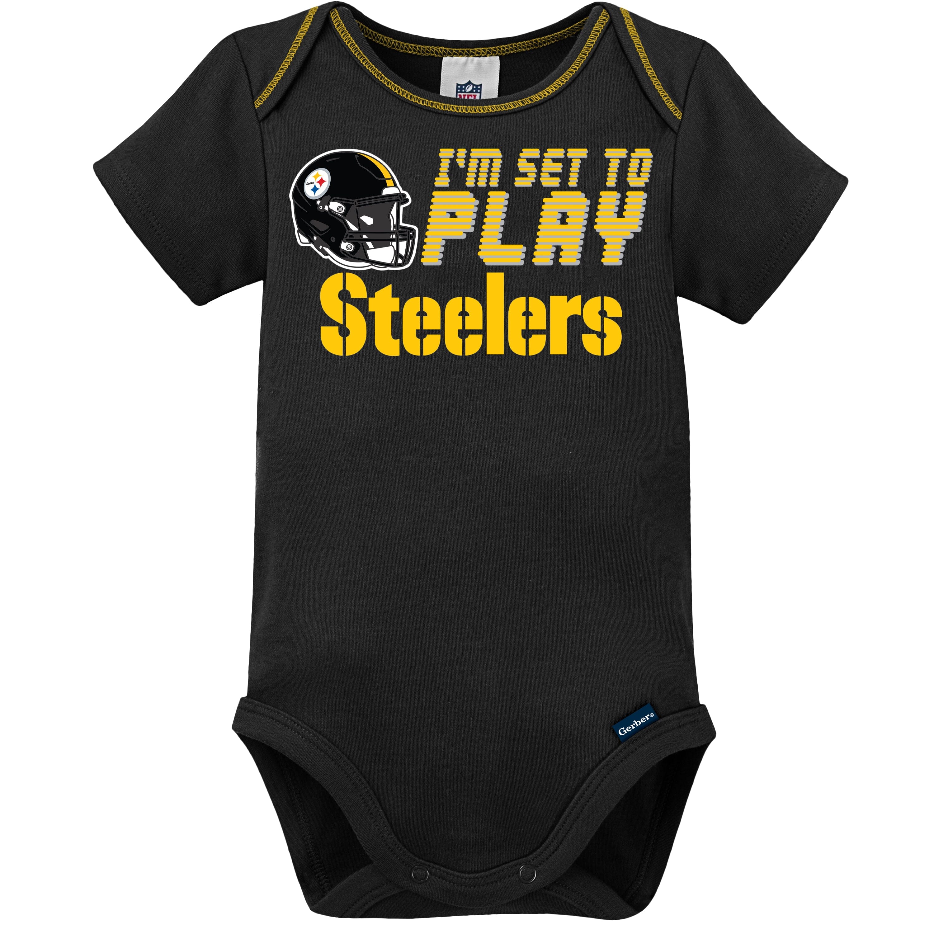 3-Pack Baby Boys Steelers Short Sleeve Bodysuits - Image 2
