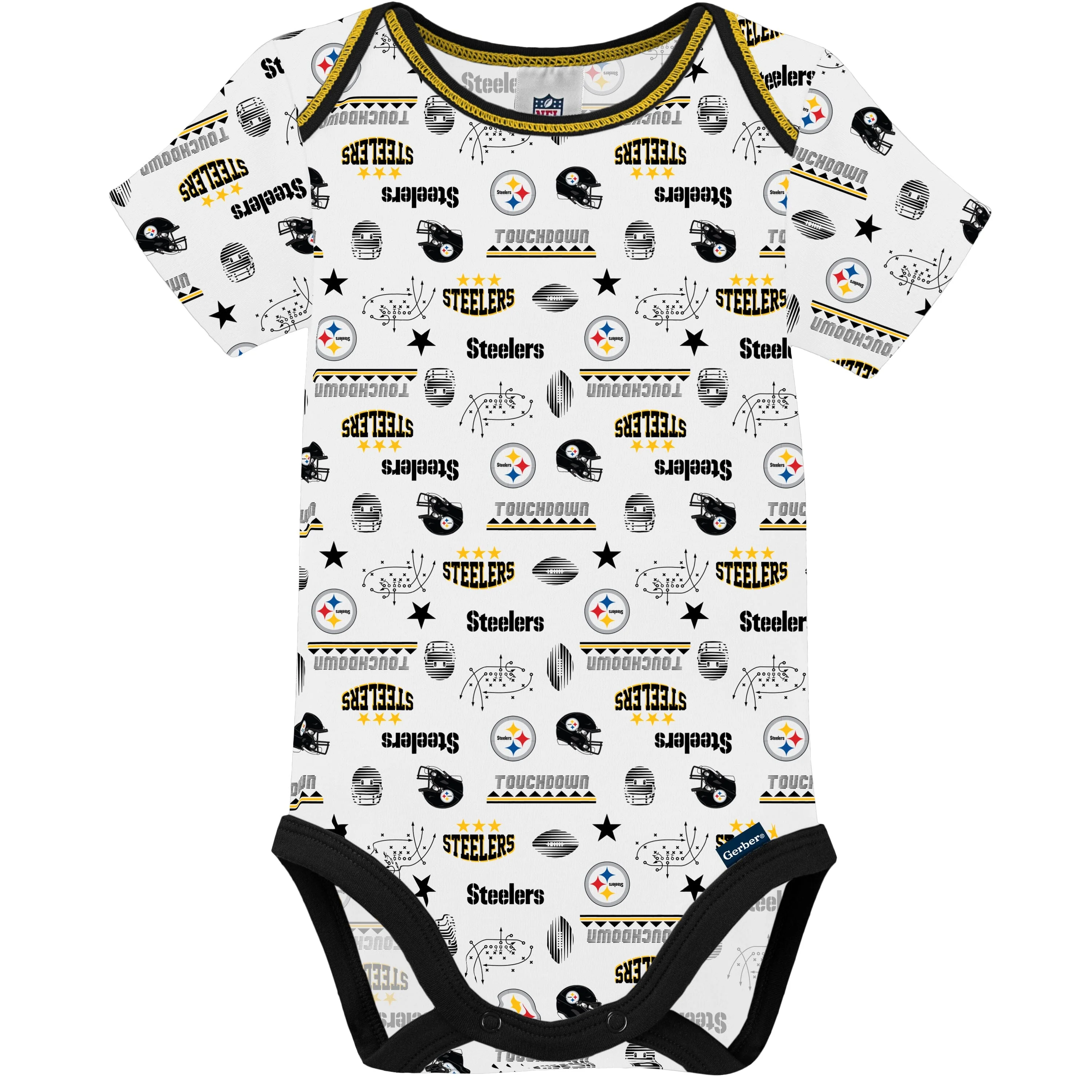 3-Pack Baby Boys Steelers Short Sleeve Bodysuits - Image 3