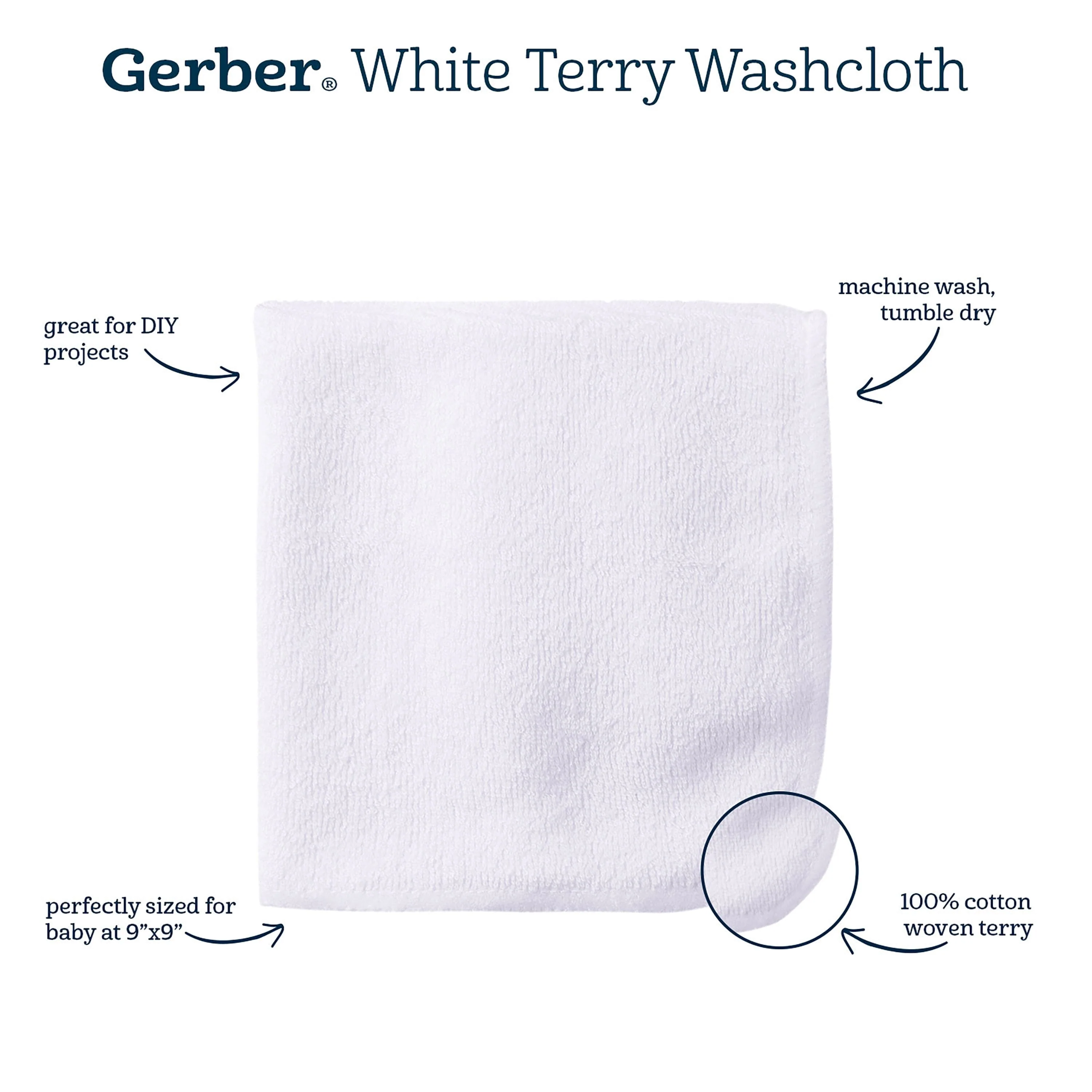 6-Pack White Terry Washcloths - Image 5